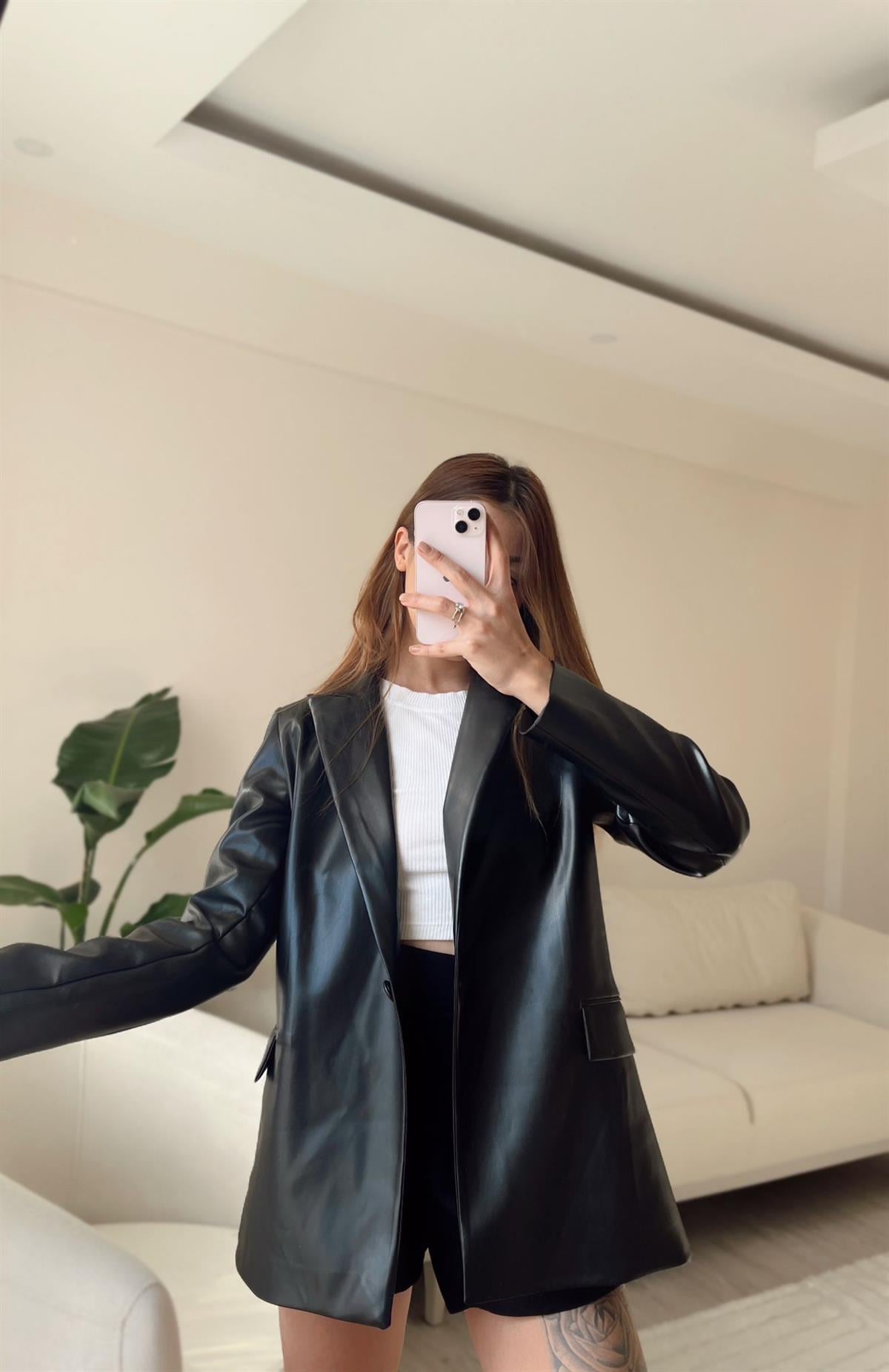 Detroit Astarlı Premium Deri Blazer Ceket