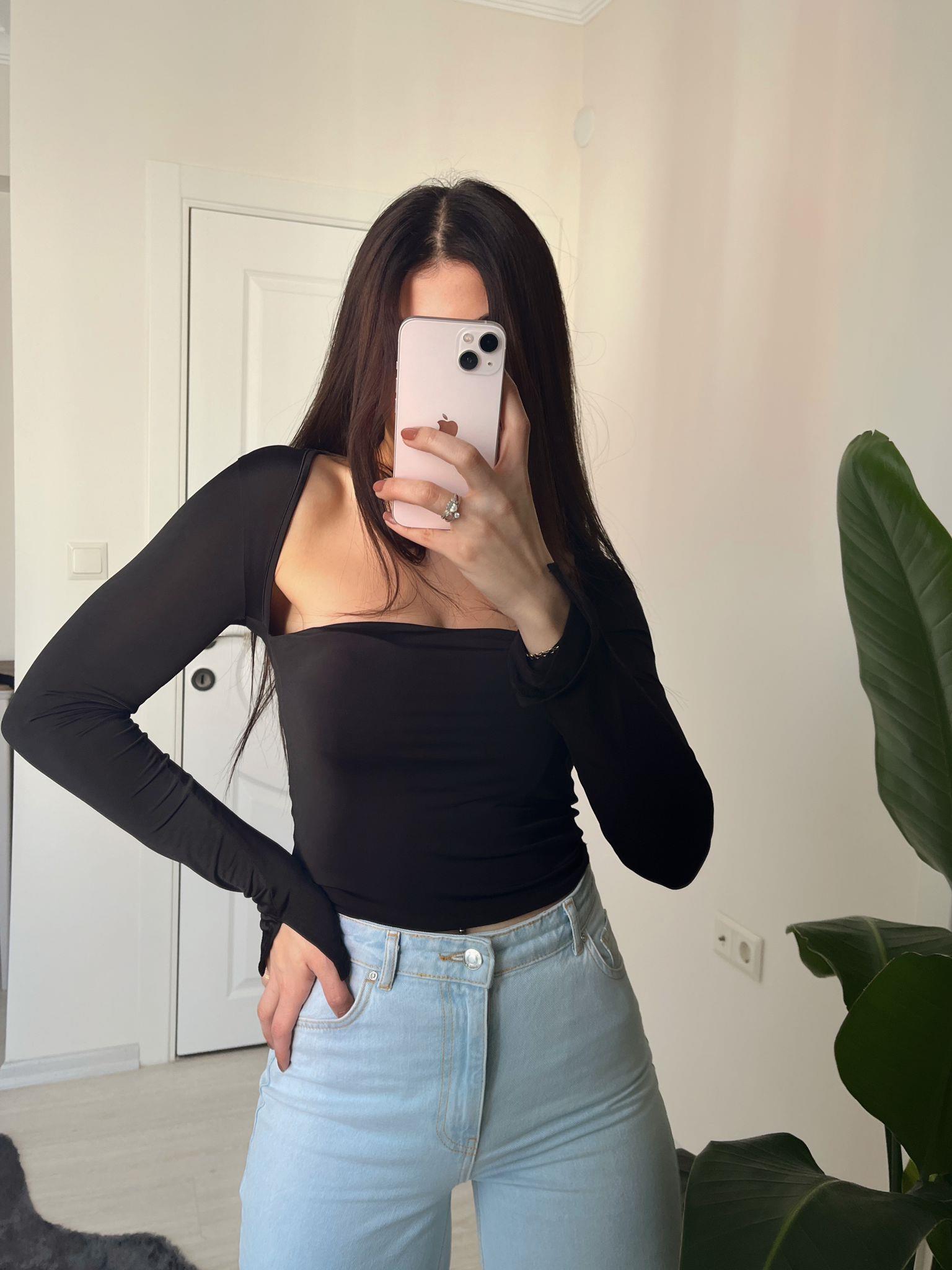 Faith Soft Touch Bilek Detay Basic Siyah Crop