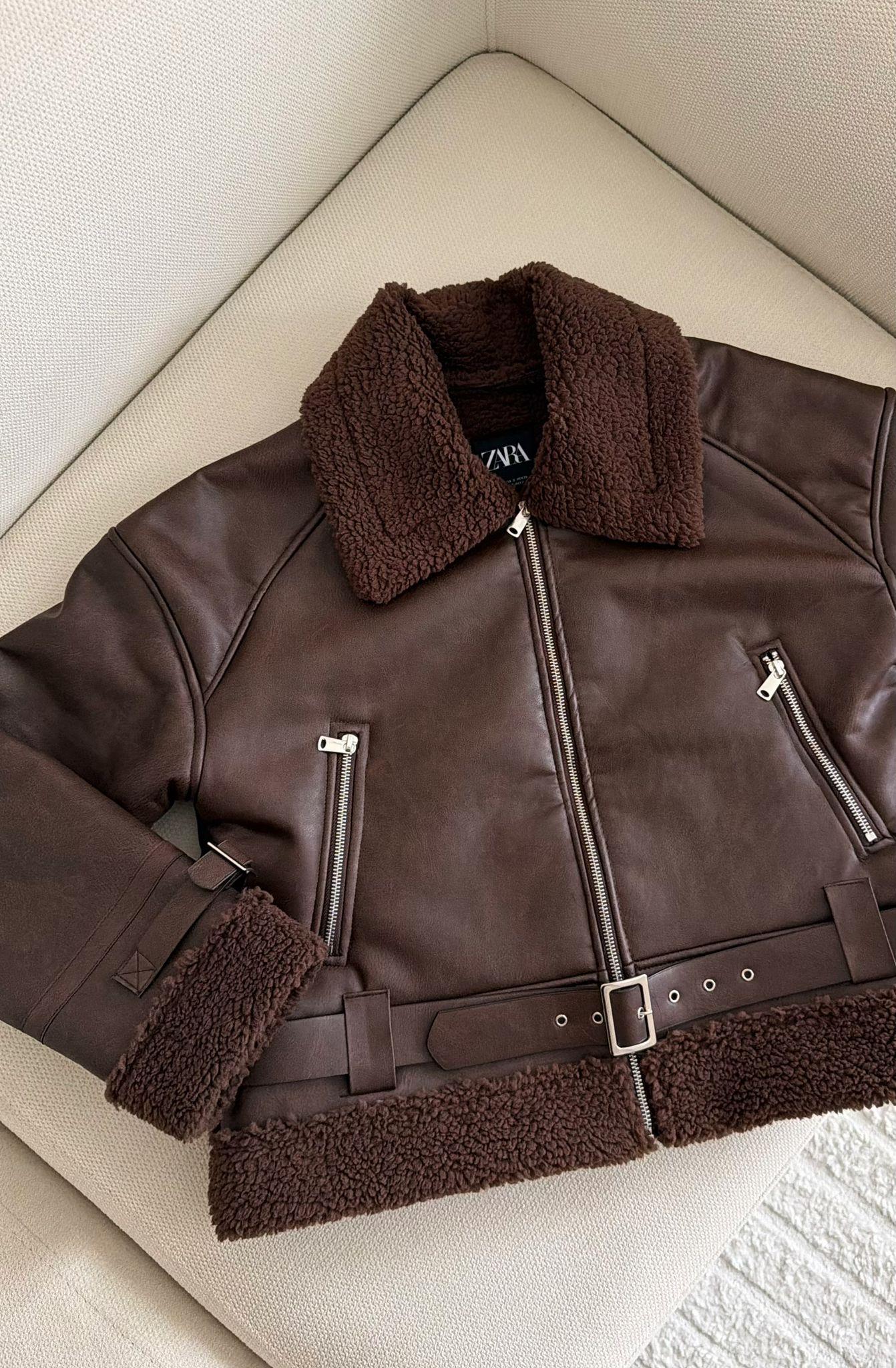 Faux Marka Model İçi Kürklü Biker Ceket Kahve