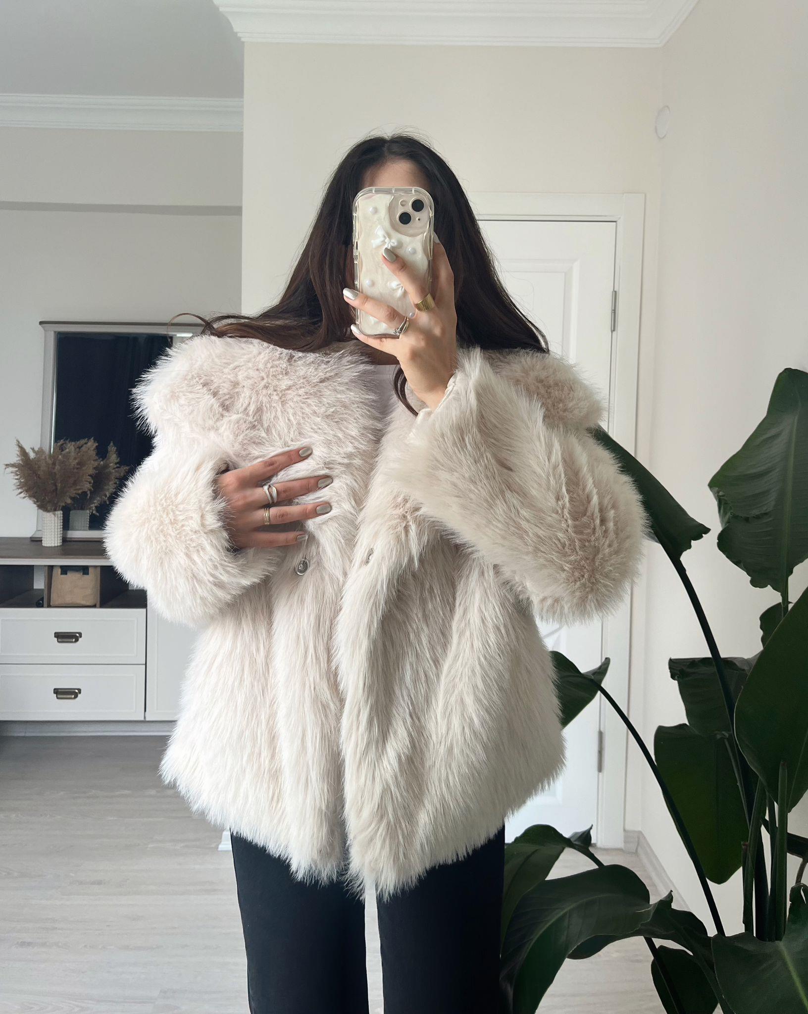 Foxy Katlı Yaka Premium Kürk Taş
