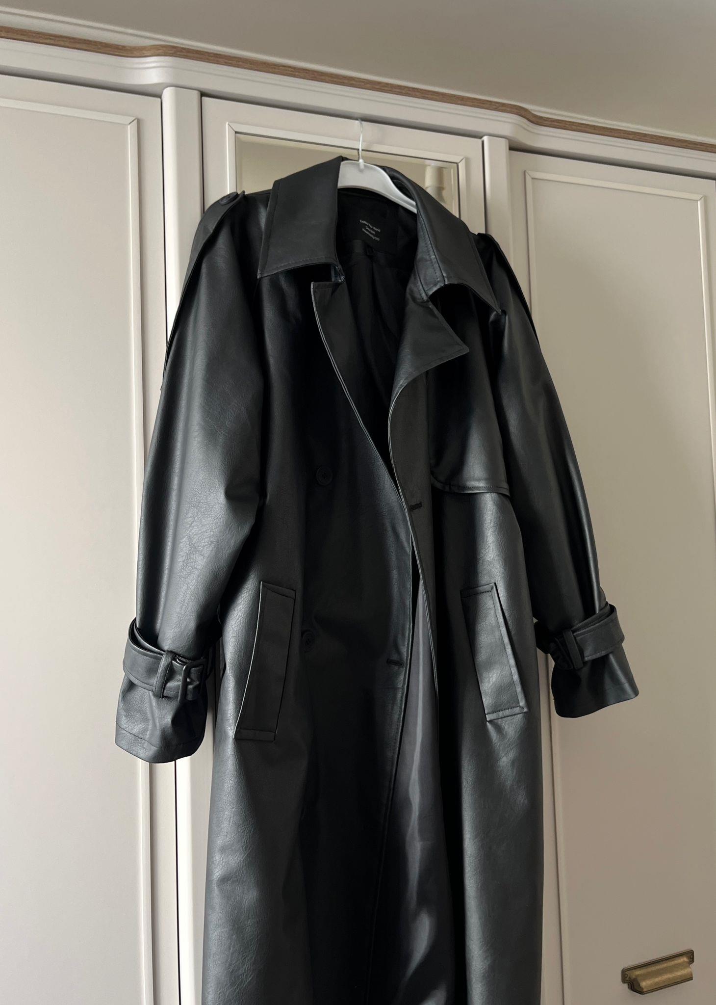 Gia Oversize Kemerli Premium Deri Trençkot