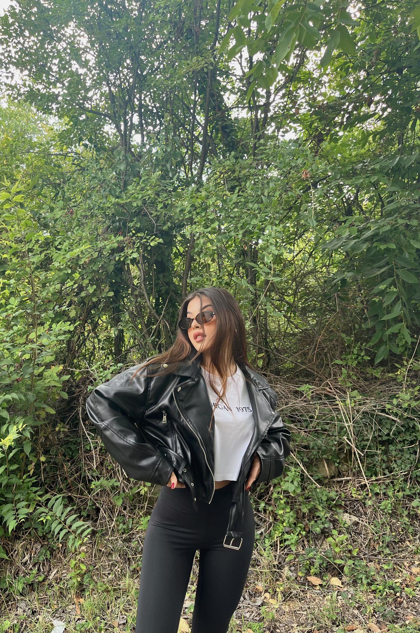 Jersey Kemerli Biker Deri Ceket