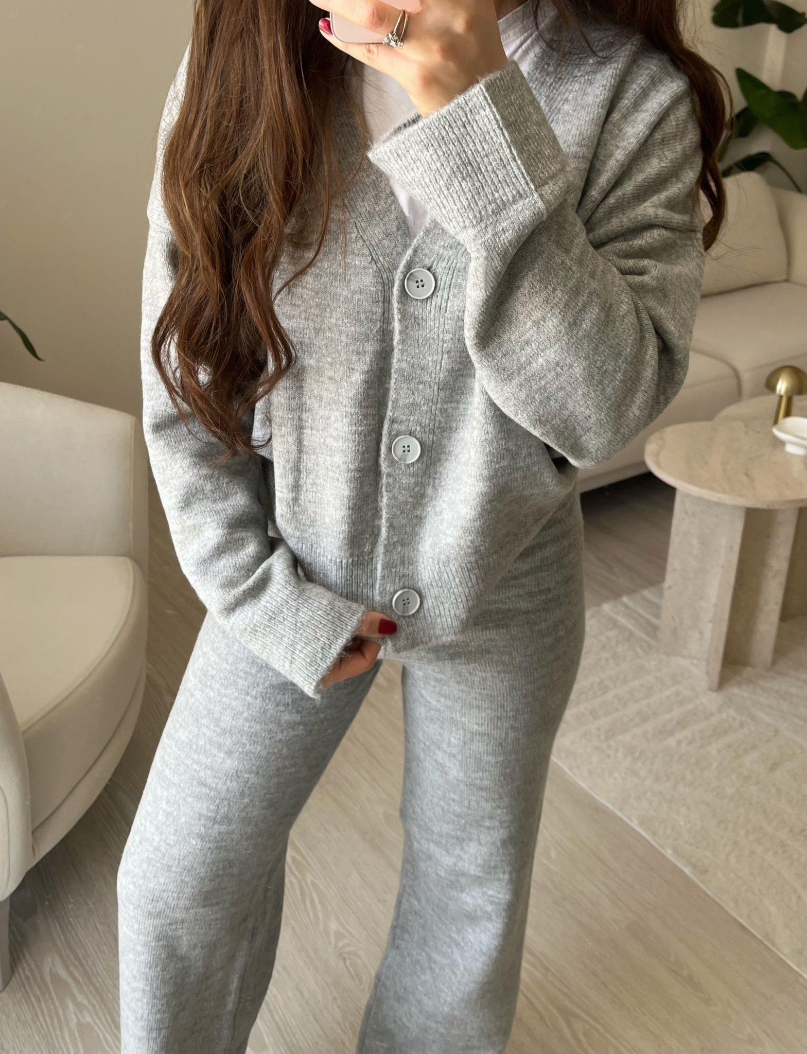 Joelle Hırkalı Triko Takım Gri
