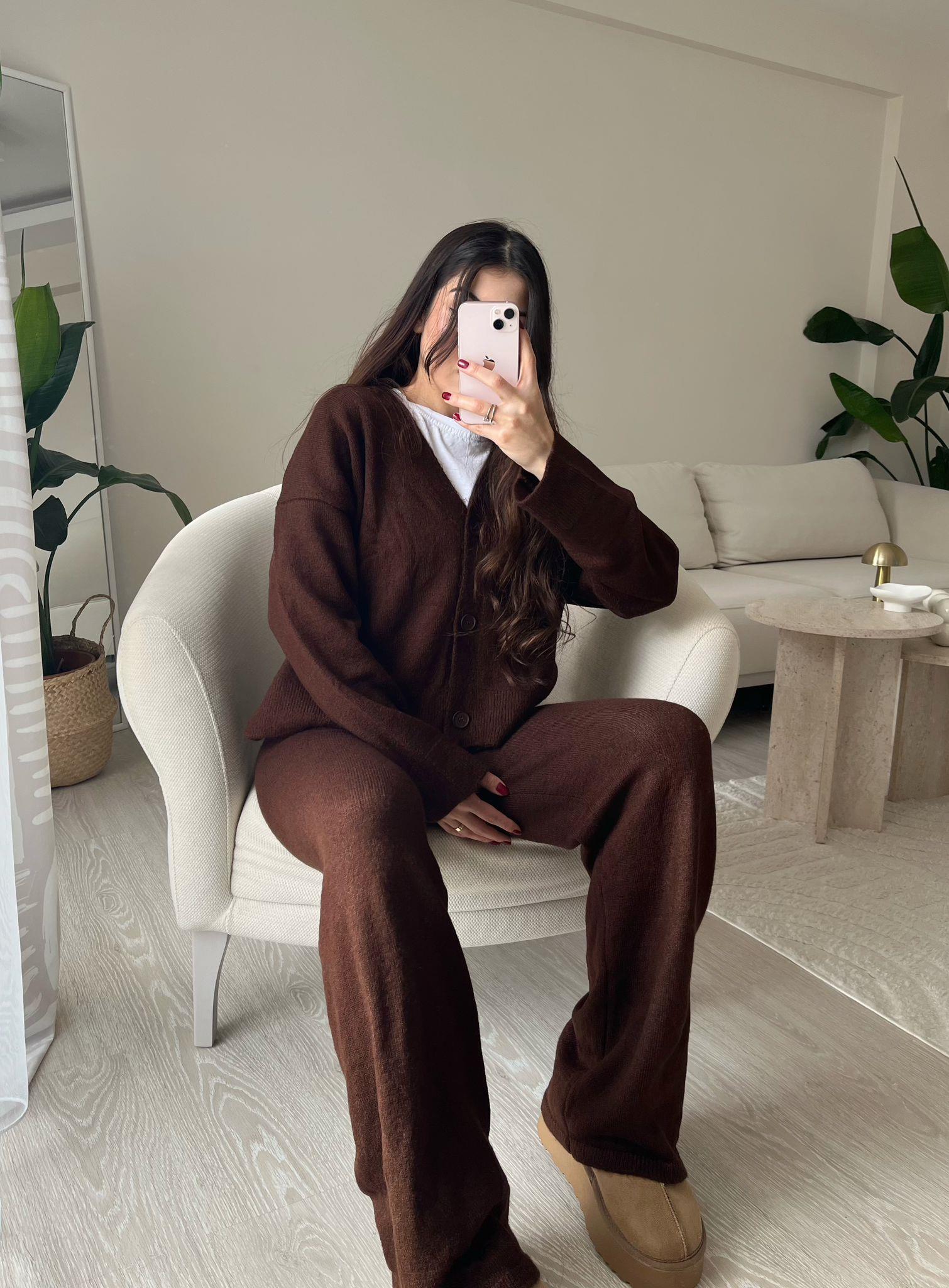 Joelle Hırkalı Triko Takım Kahve