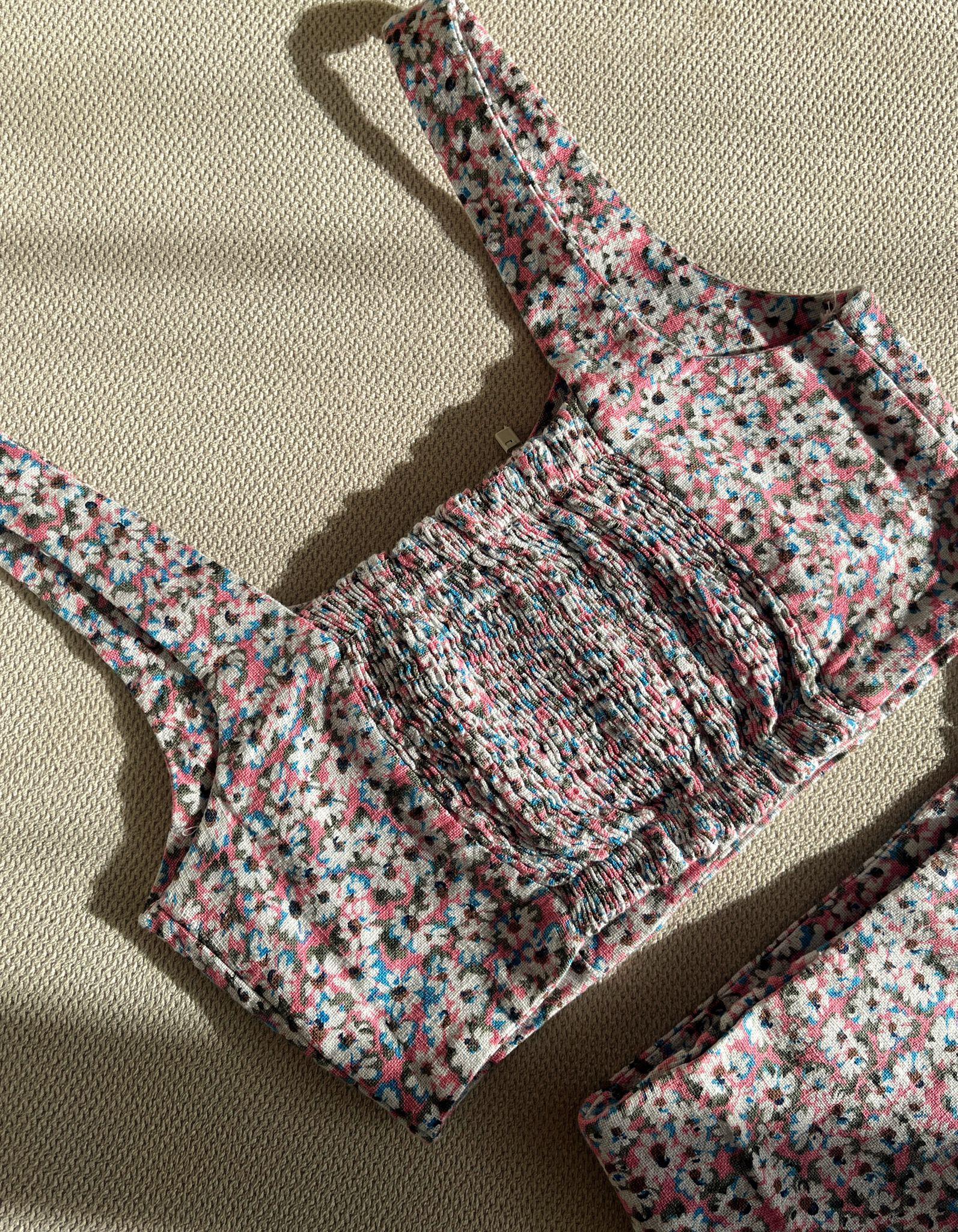 Julia Çiçek Desen Crop&Etek İkili Takım Pembe