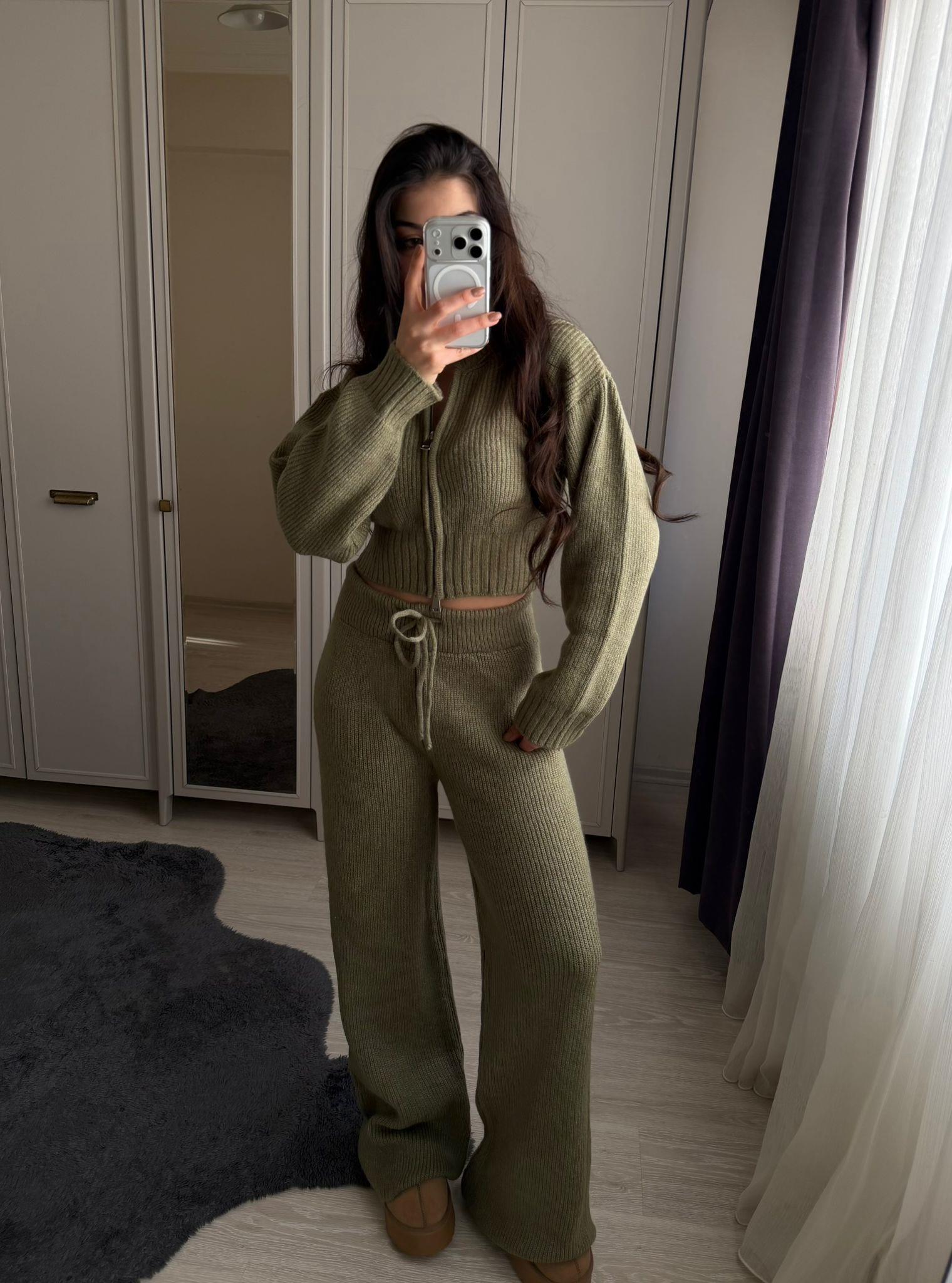 Lua Hırkalı İkili Triko Takım Olive