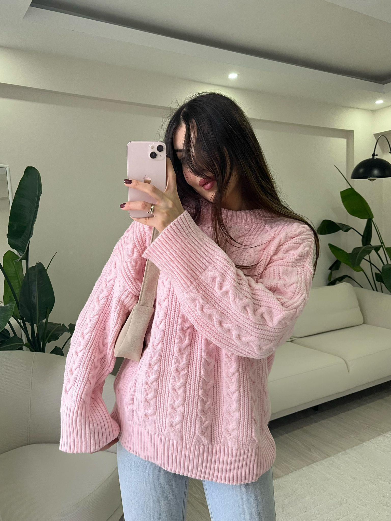 Maddie Saç Örgülü Pinterest Kazak Pembe