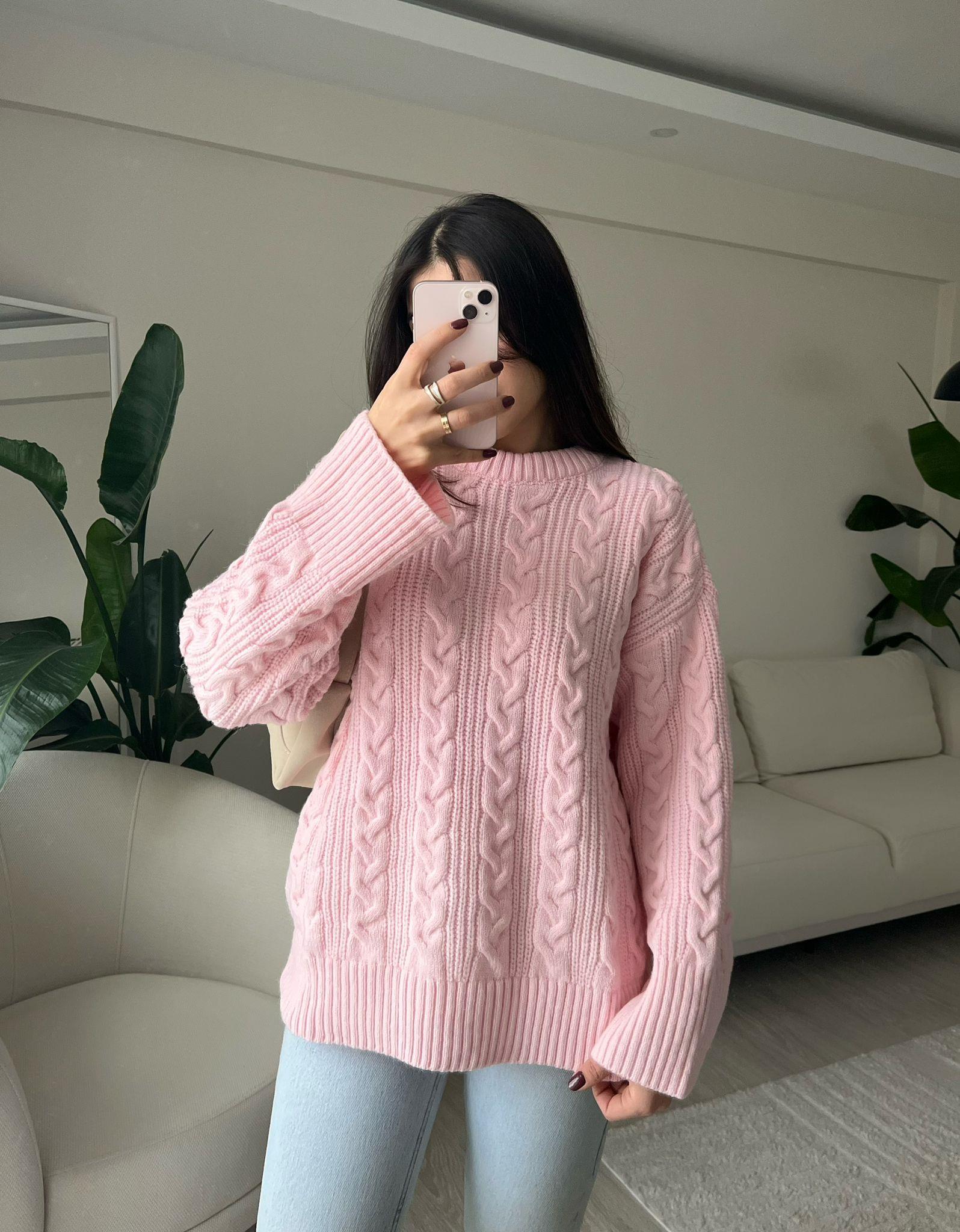 Maddie Saç Örgülü Pinterest Kazak Pembe