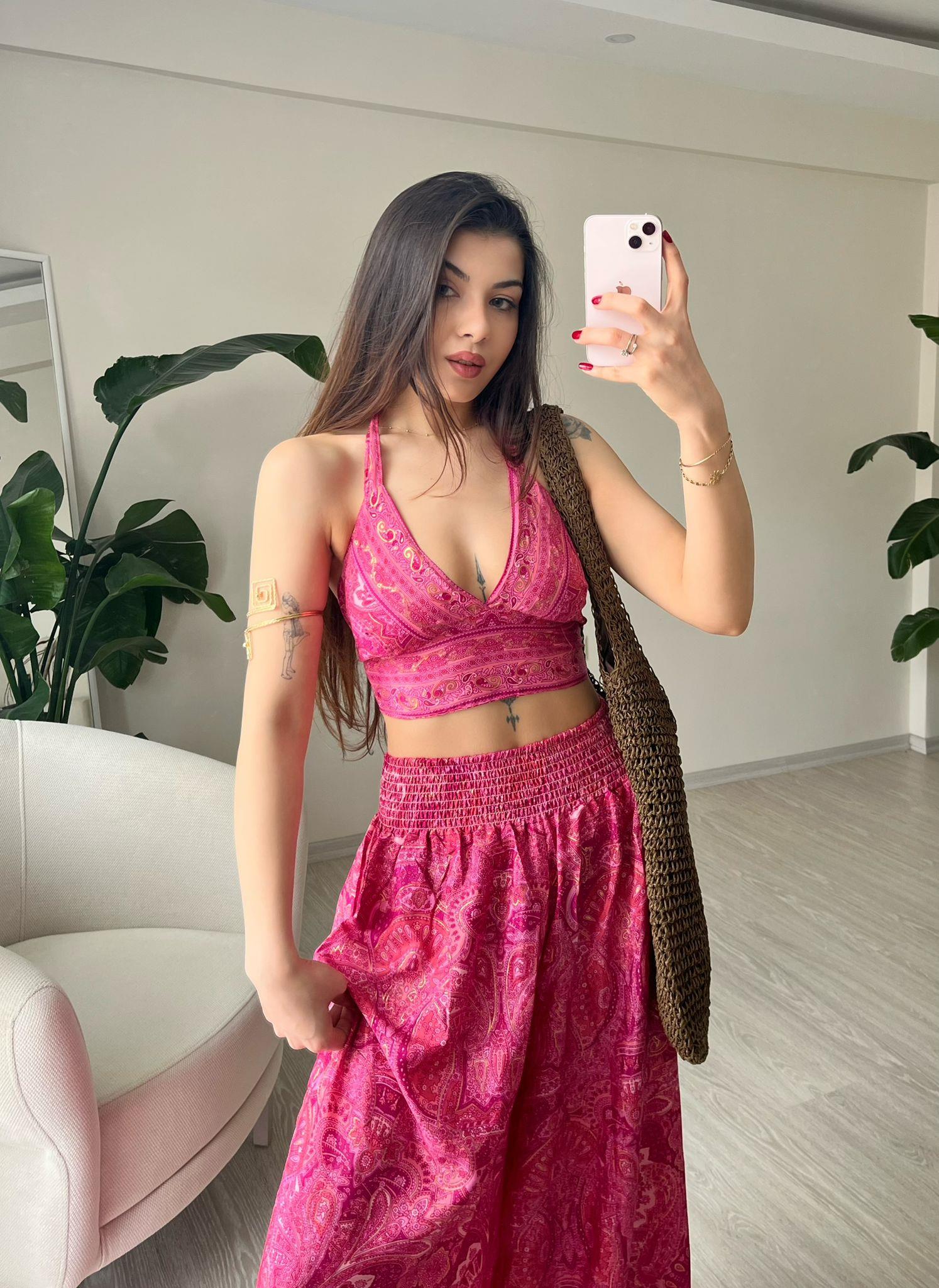 Mantra İpek Kimono Büstiyer Pantolon Üçlü Takım V