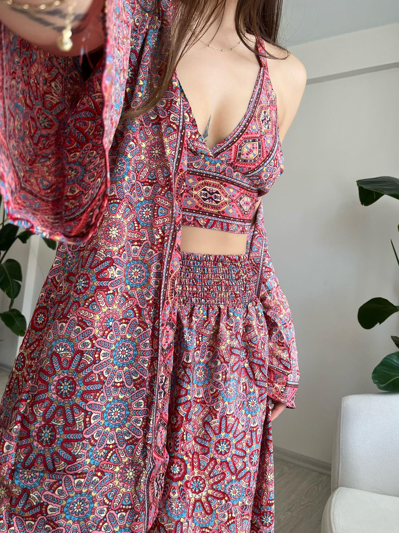 Mantra İpek Kimono Büstiyer Pantolon Üçlü Takım VI