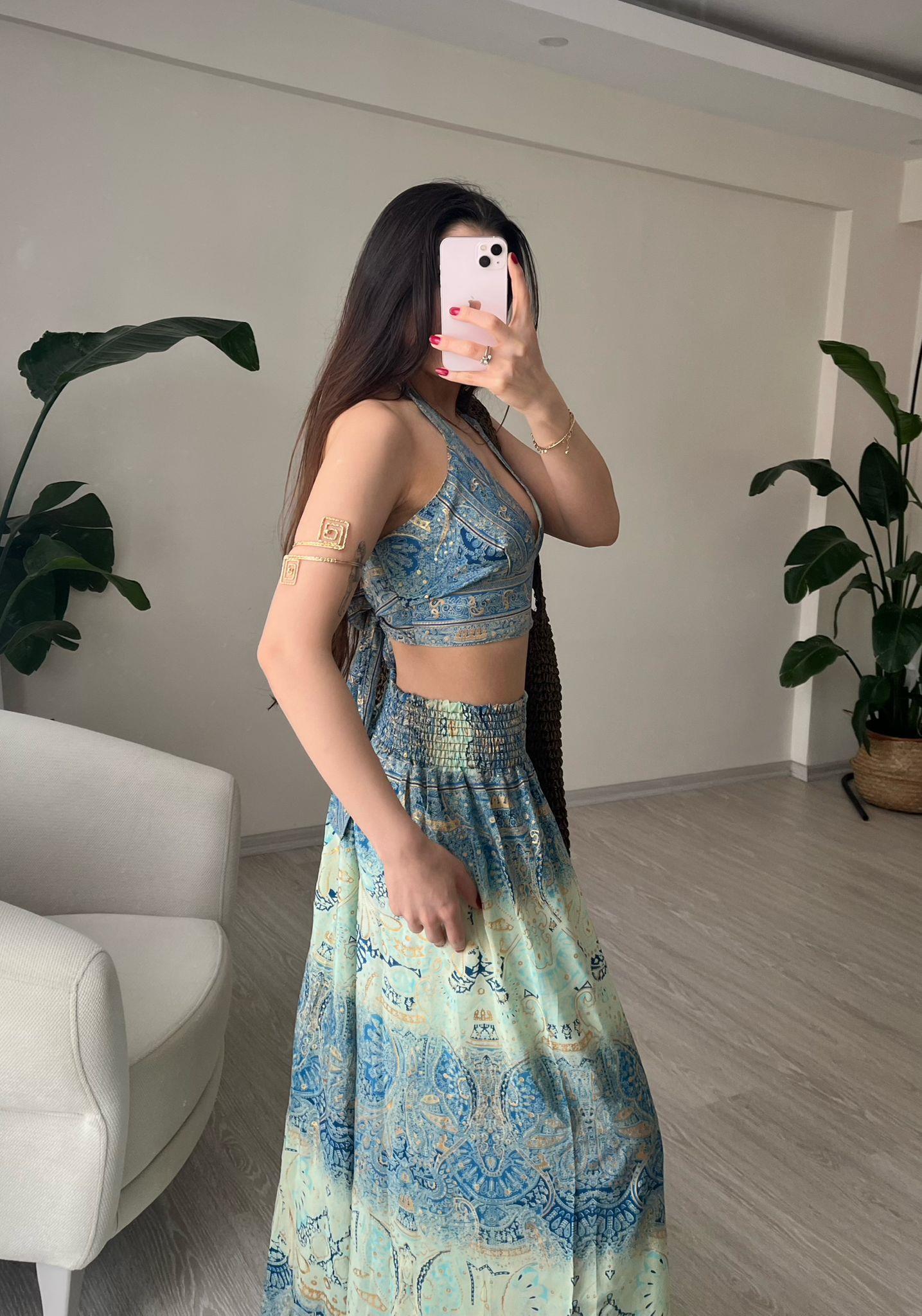 Mantra İpek Kimono Büstiyer Pantolon Üçlü Takım
