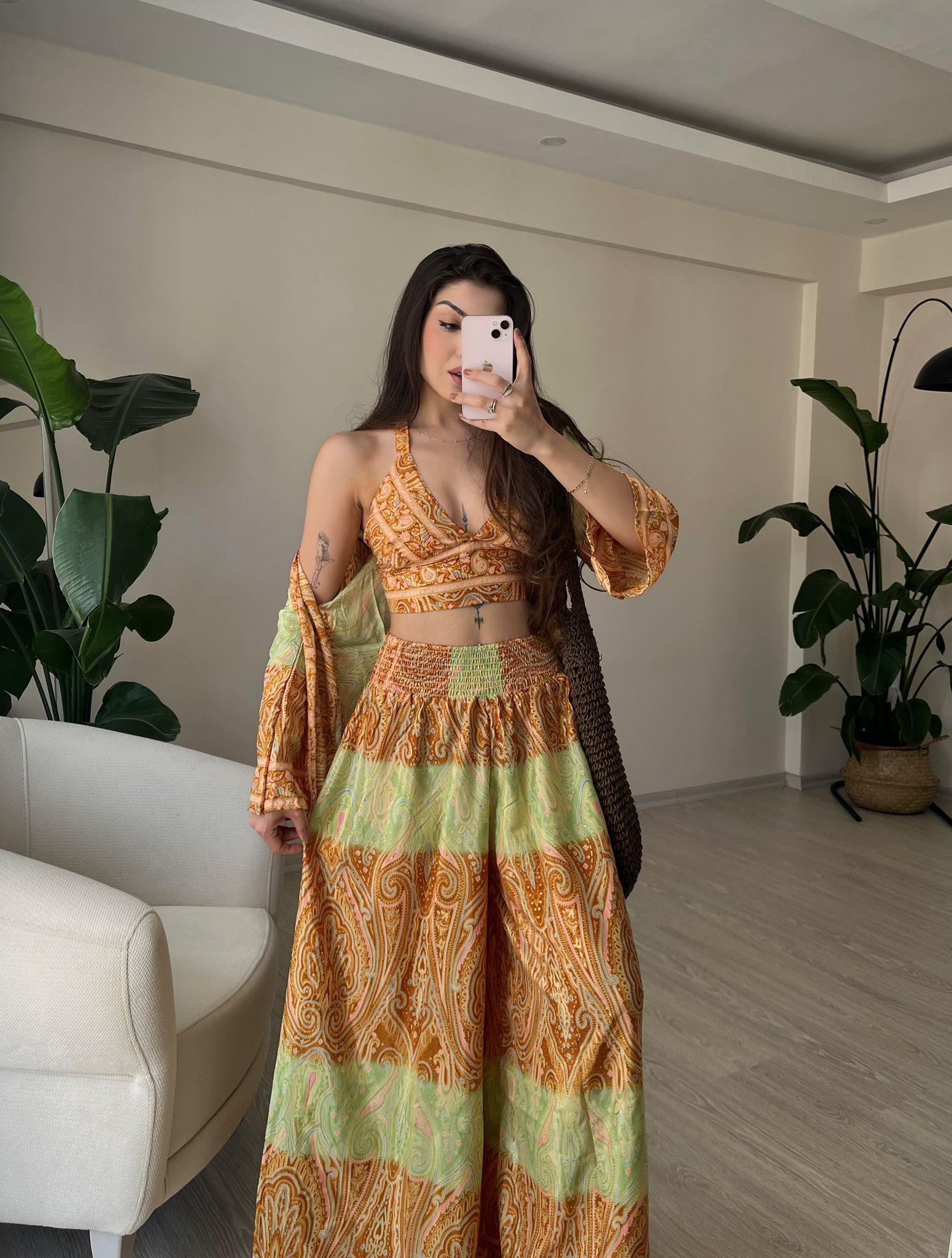 Mantra İpek Kimono Büstiyer Pantolon Üçlü Takım VII