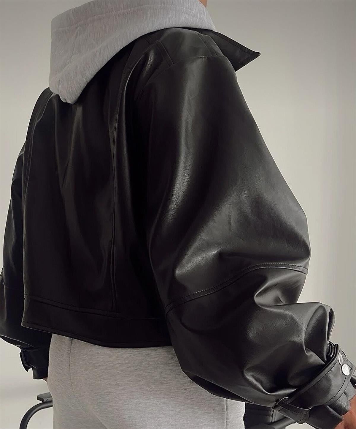 Marka Model Oversize Biker Deri Ceket