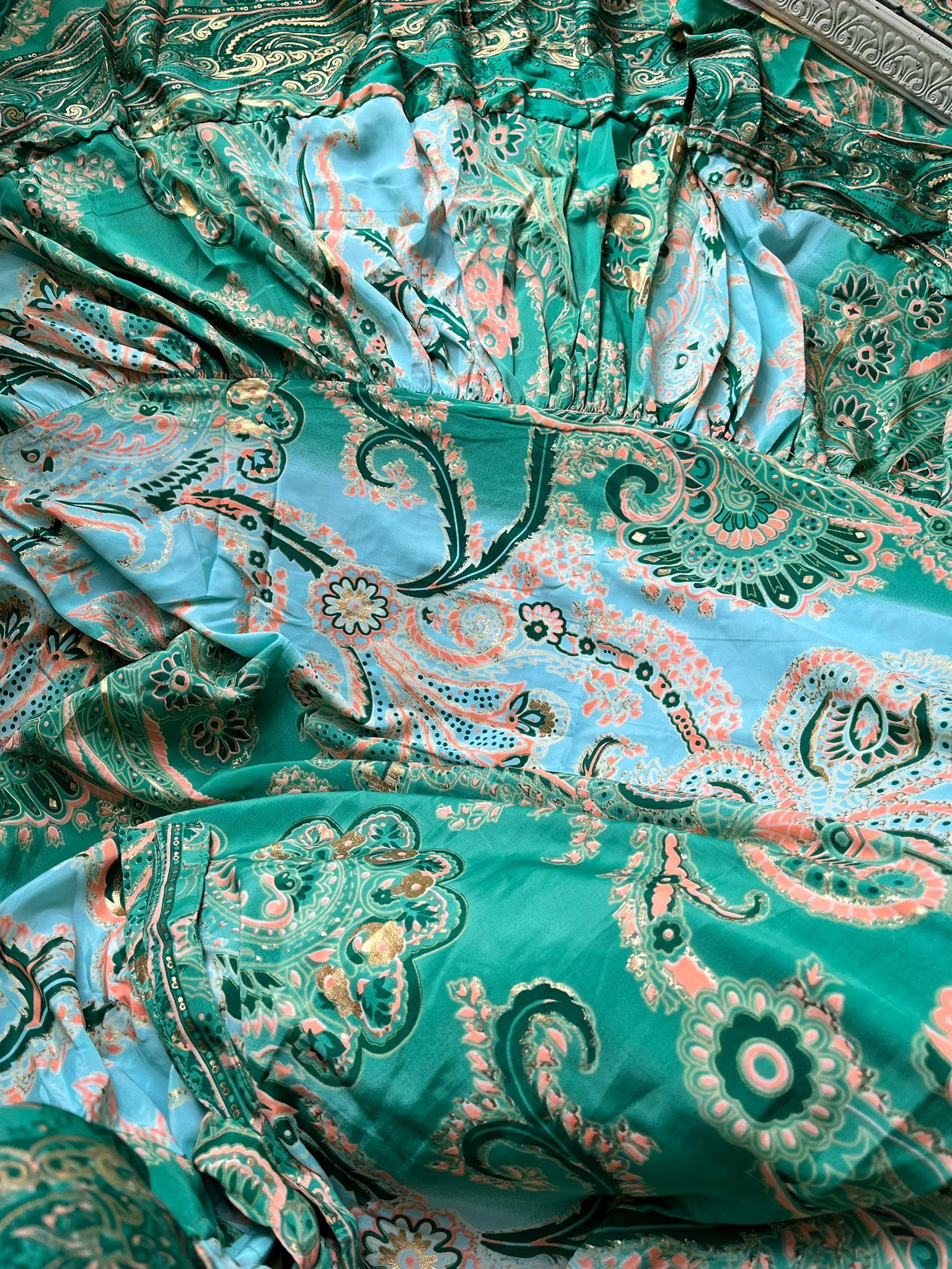 Milas Gipeli Etnik Desen İpek Elbise IV