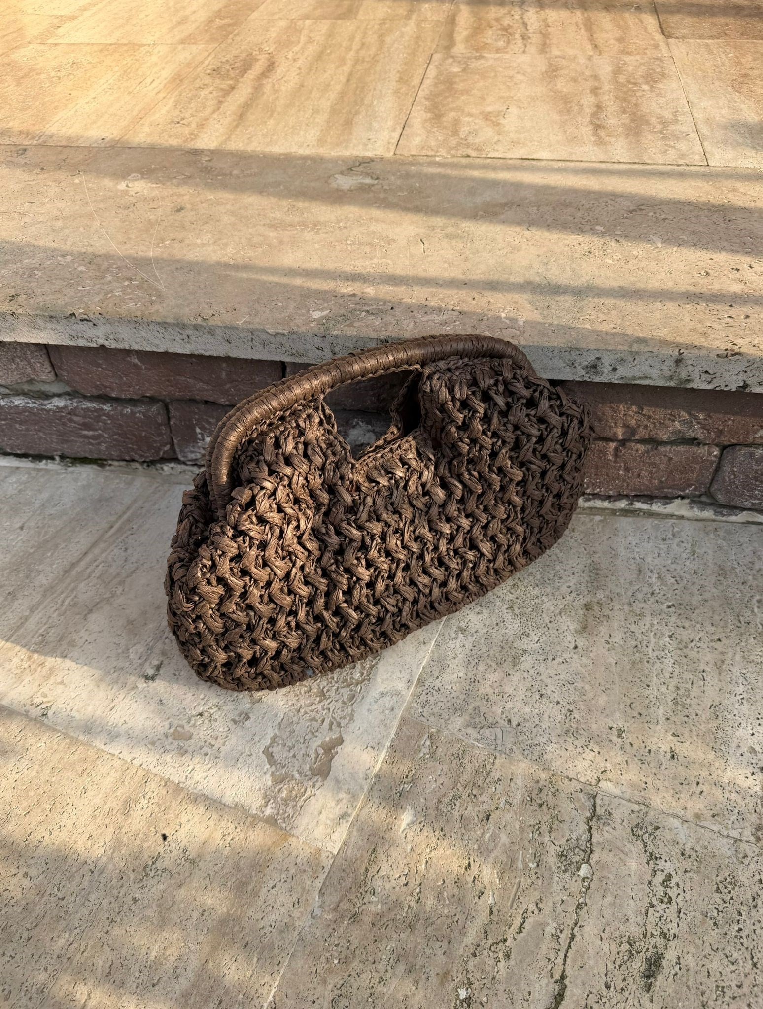 Mngo Model Hasır Clutch El Çantası Kahve