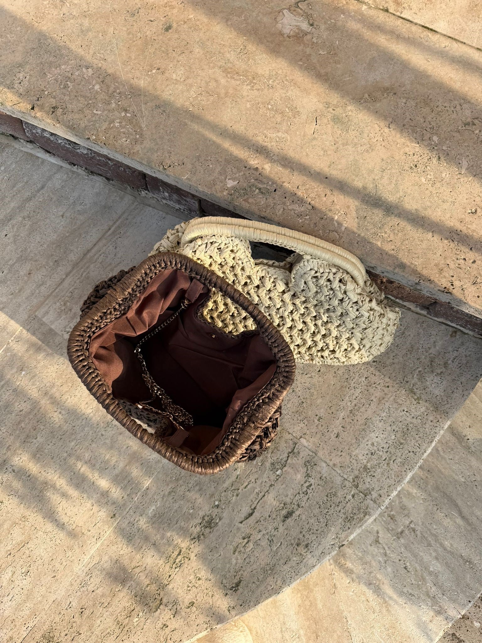 Mngo Model Hasır Clutch El Çantası Kahve