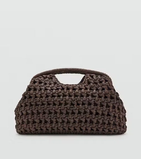 Mngo Model Hasır Clutch El Çantası Kahve
