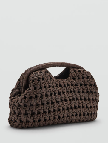 Mngo Model Hasır Clutch El Çantası Kahve