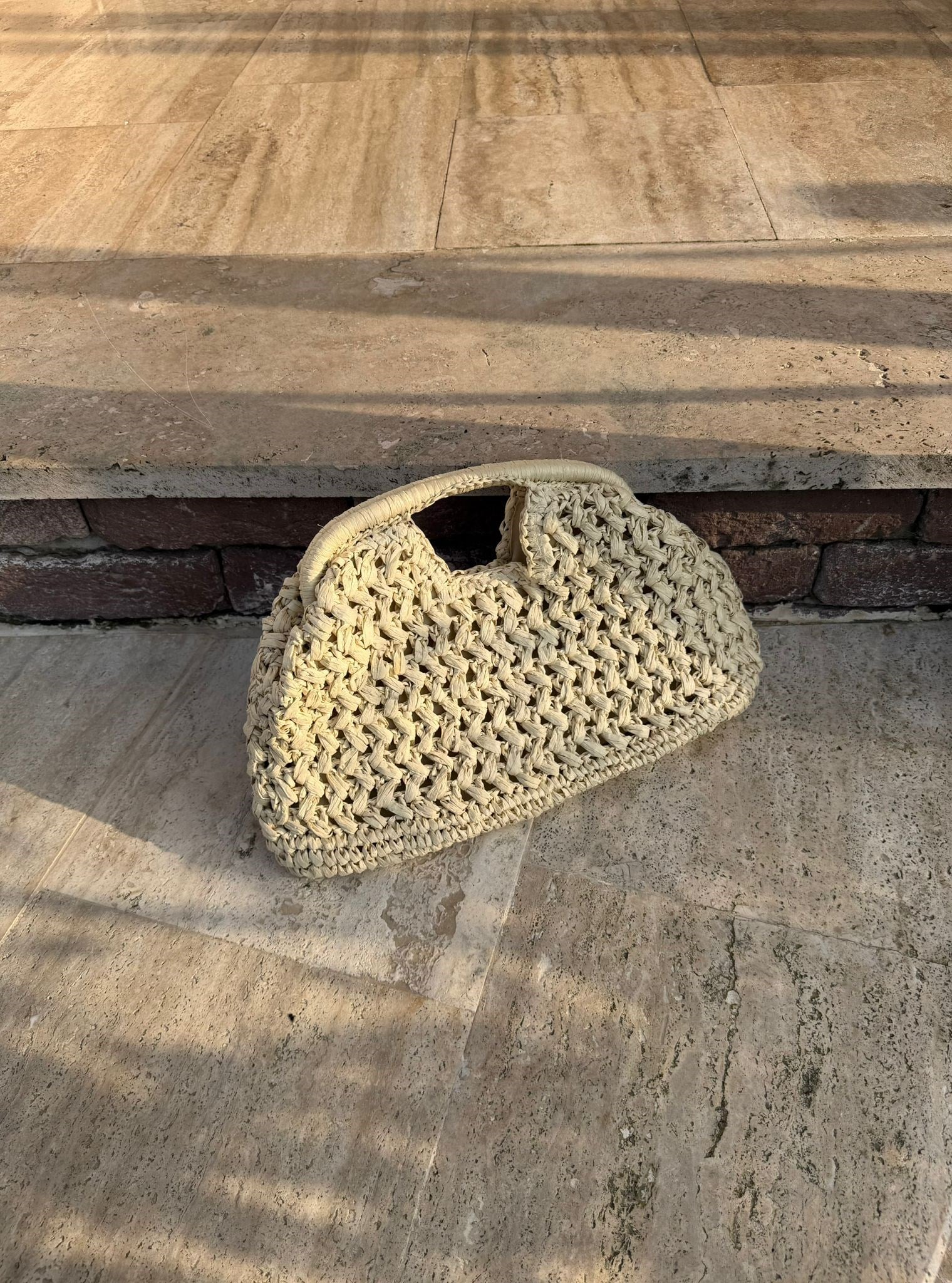 Mngo Model Hasır Clutch El Çantası Natural