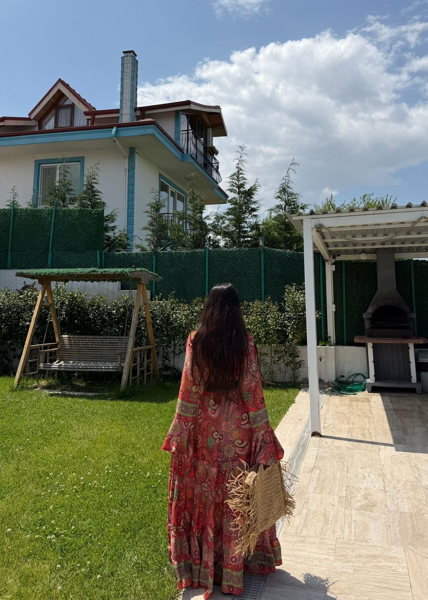 Naia Gipeli İspanyol Kol Etnik Desen İpek Elbise I