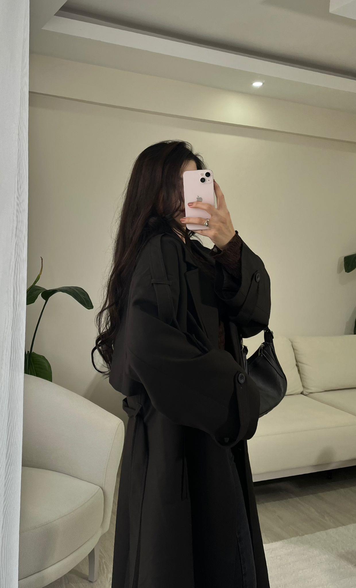 Noir Premium Oversize Poliviskon Trençkot Acı Kahve
