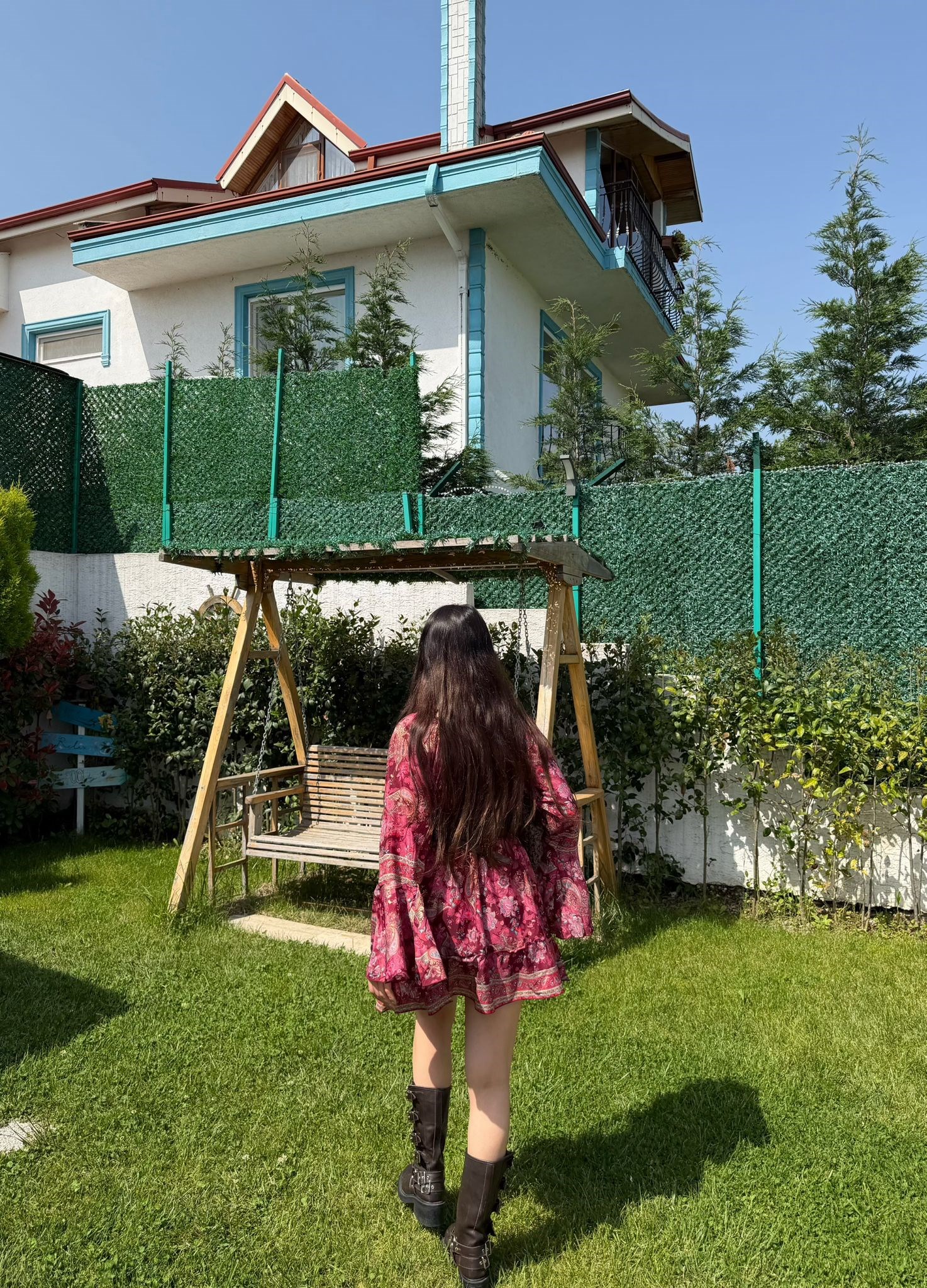 Paloma Etnik Desen İspanyol Kol Bohem Mini Elbise Bordo