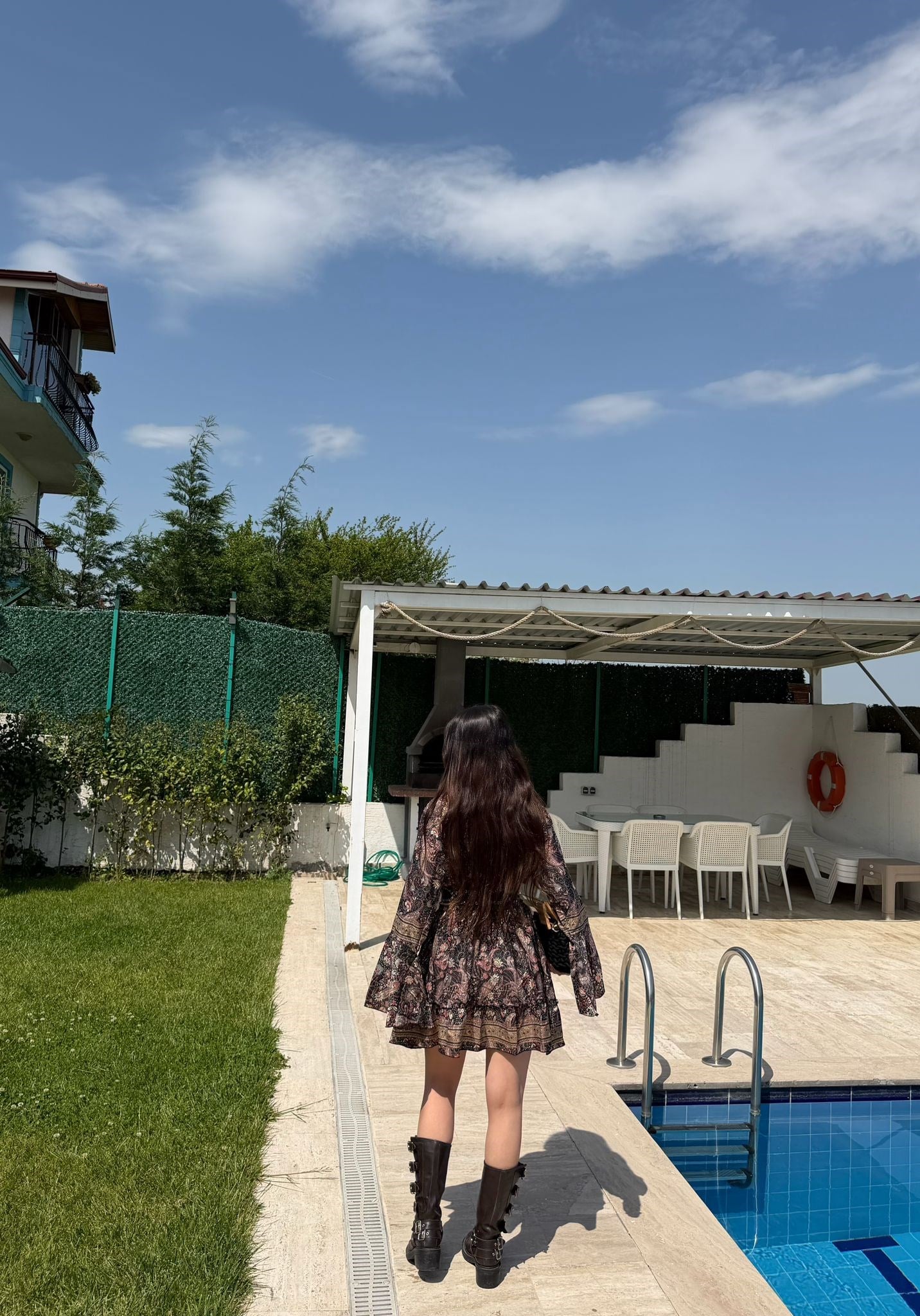 Paloma Etnik Desen İspanyol Kol Bohem Mini Elbise Siyah