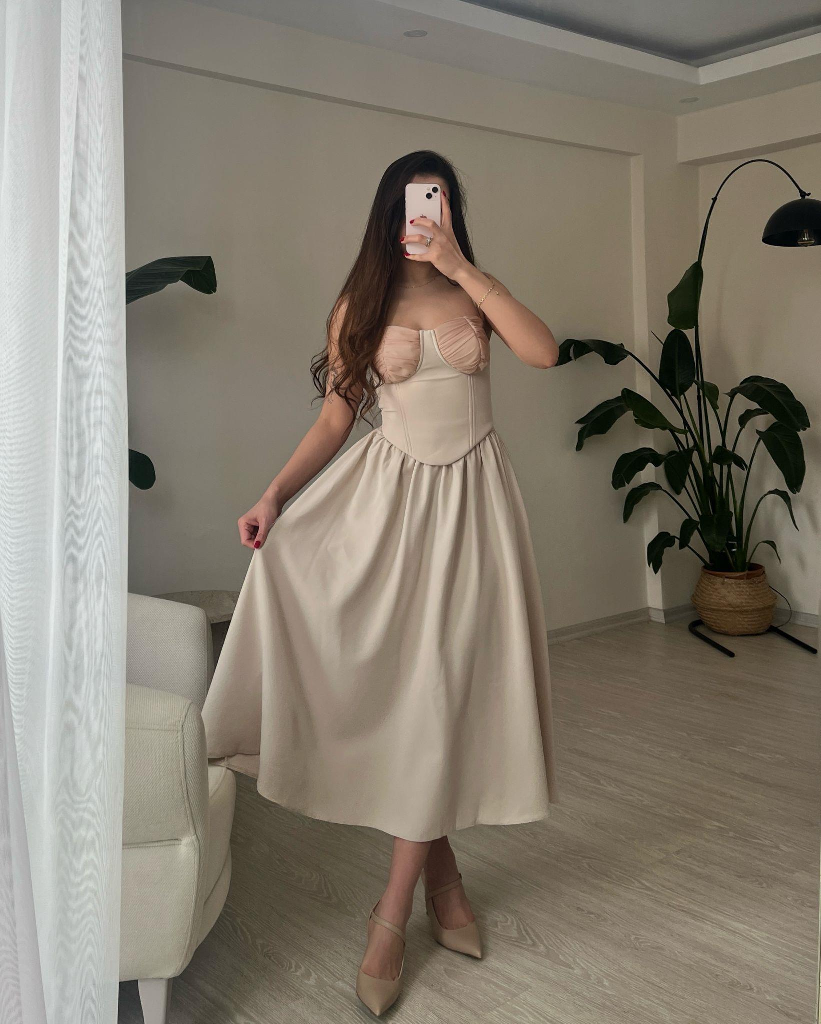 Rosalie Büstiyer Etek İkili Takım Bej