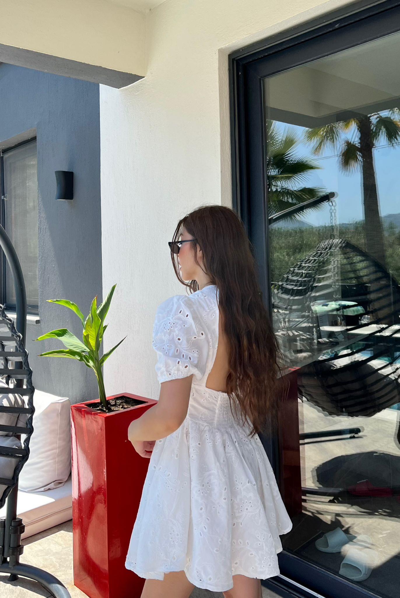 Selene Balon Kol Sırt Dekolteli Brode Mini Elbise