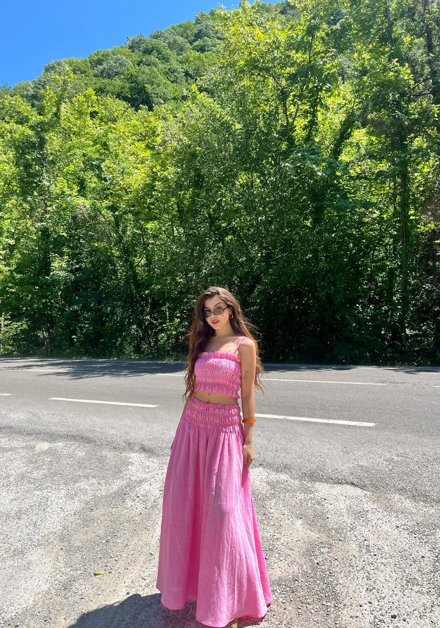 Soley Gipeli Etek Bluz İkili Takım Pembe
