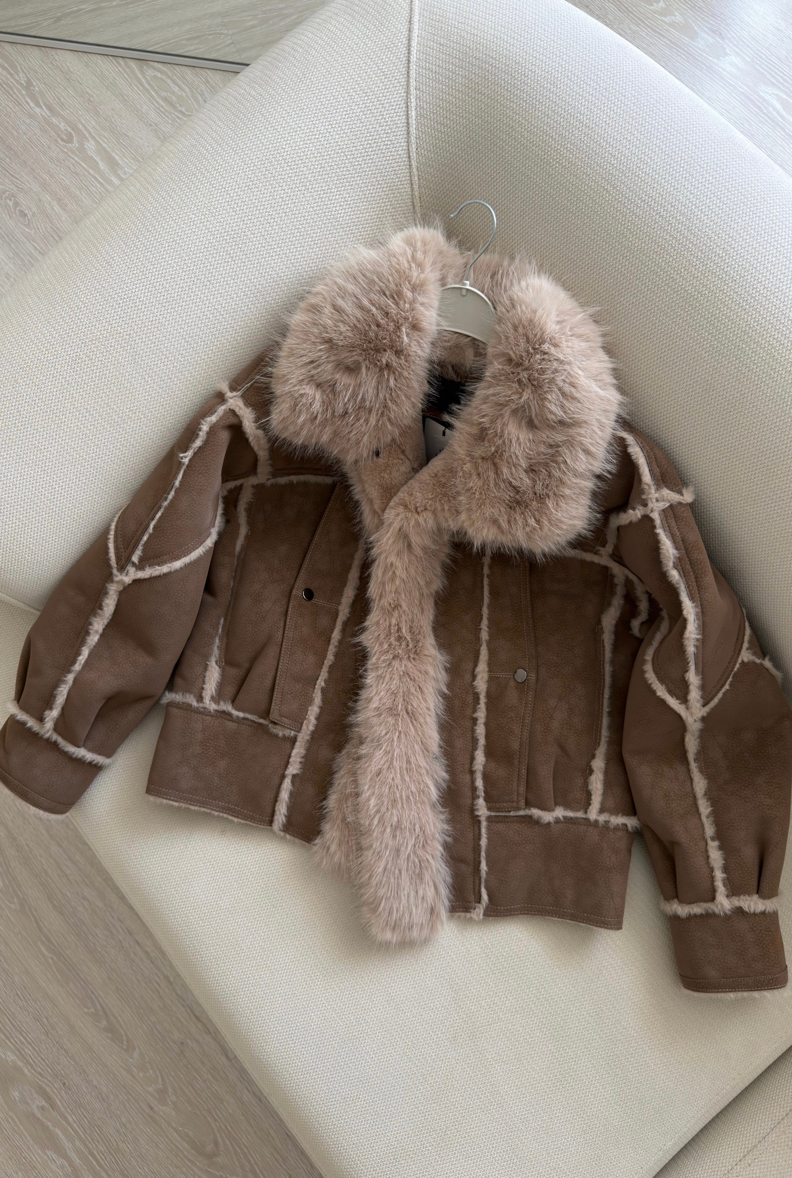 Suede Kürklü Premium İthal Ceket Camel