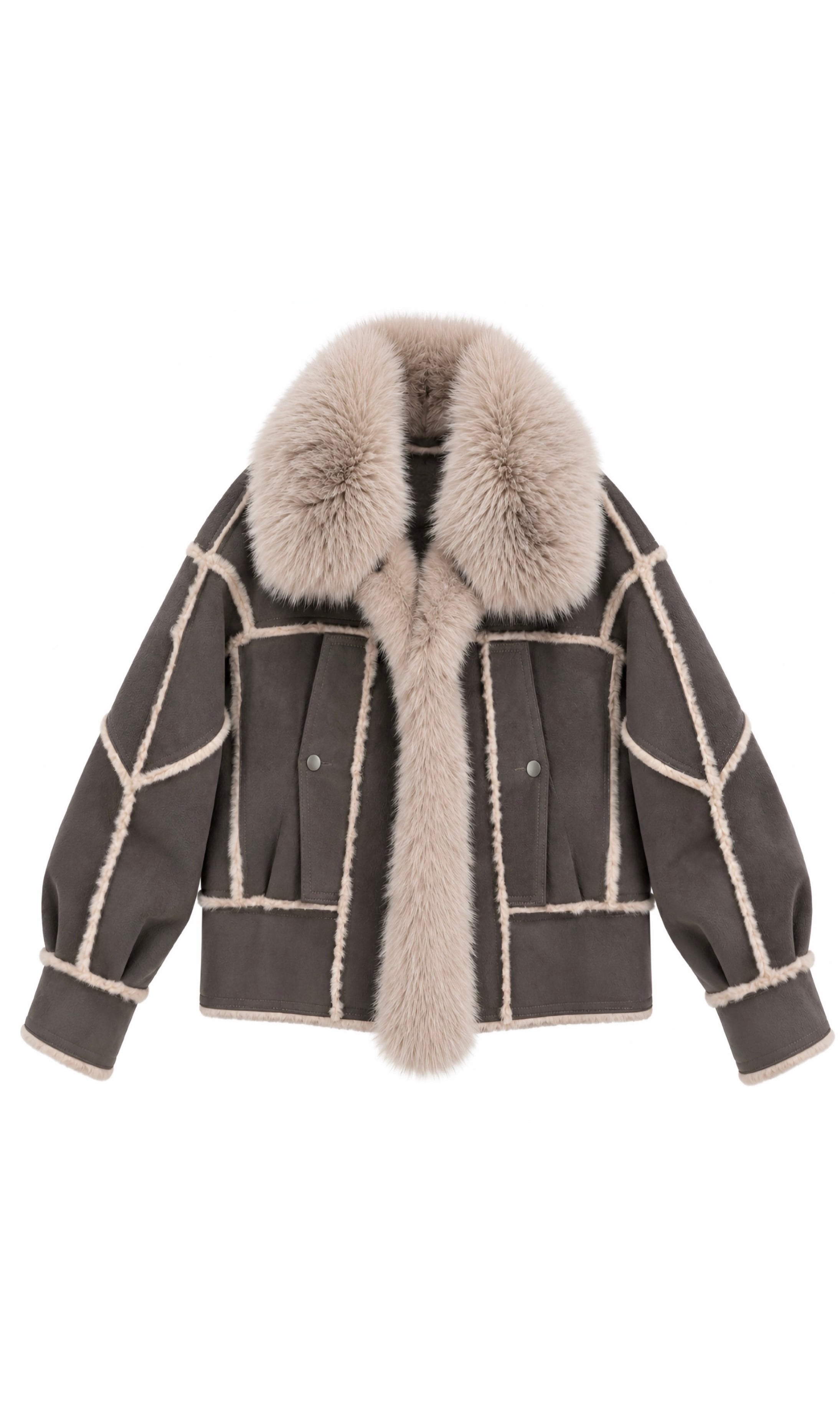 Suede Kürklü Premium İthal Ceket Füme