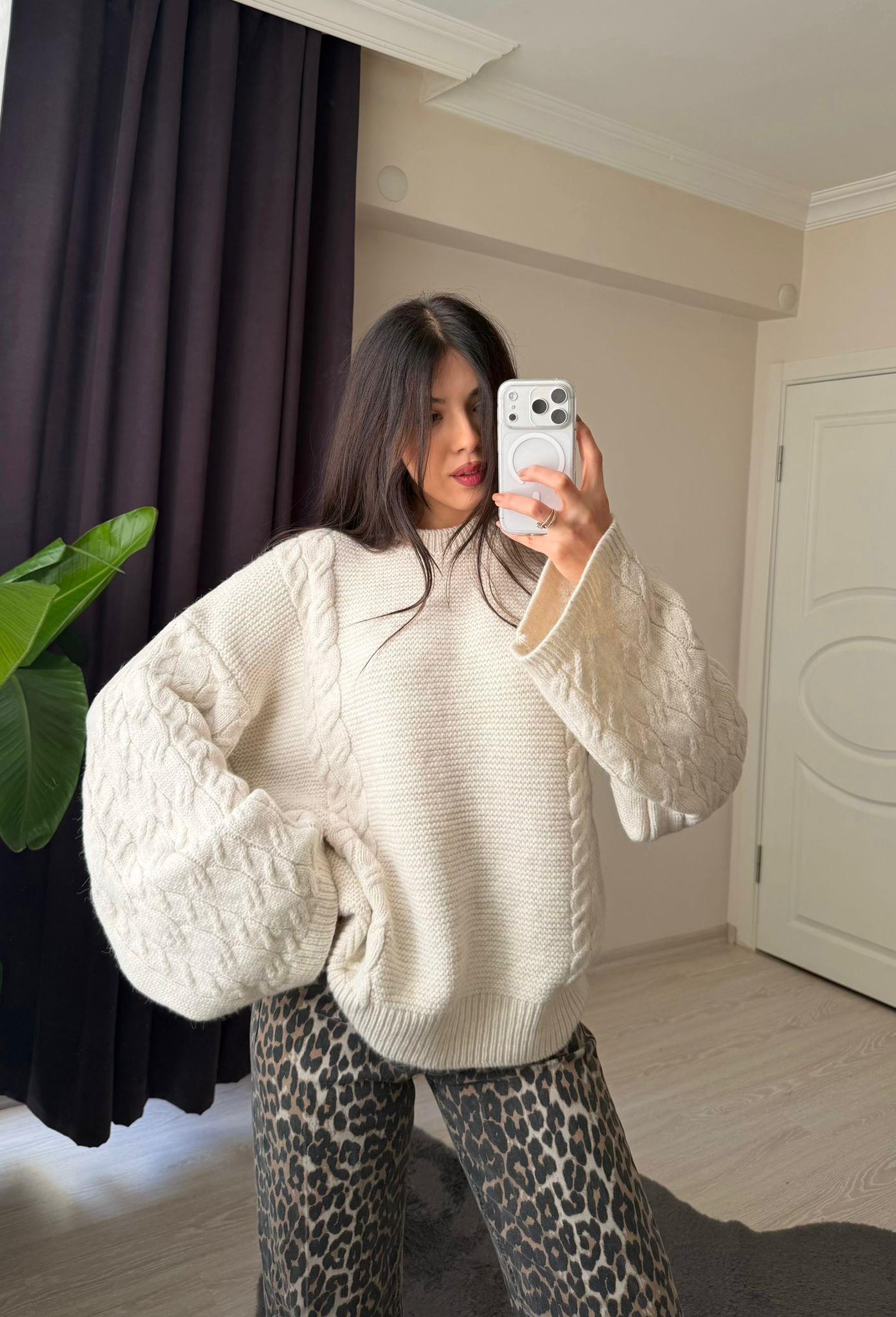 Vaela Saç Örgülü Pinterest Kazak Ekru