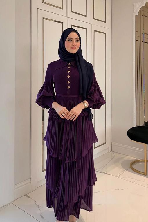 ELBİSE ÇAĞRI İPEK JOVENNA 26Y-2325 ETEĞİ KAT KAT FIRFIRLI ELBİSE