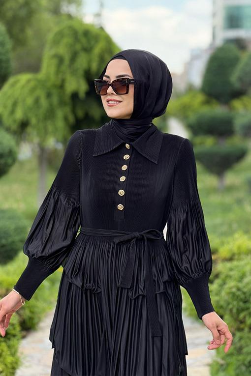 ELBİSE ÇAĞRI İPEK JOVENNA 26Y-2325 ETEĞİ KAT KAT FIRFIRLI ELBİSE