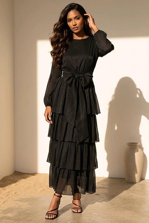 ELBİSE MODA ŞULE KAT KAT ŞİFON ELBİSE