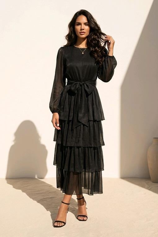 ELBİSE MODA ŞULE KAT KAT ŞİFON ELBİSE