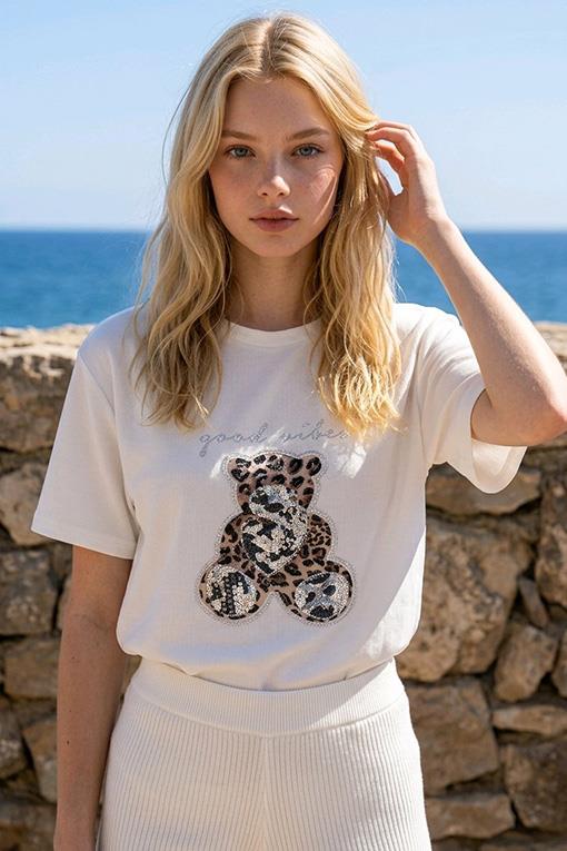 T-SHIRT QME AYICIK FİGÜRLÜ TAŞLI TİŞÖRT