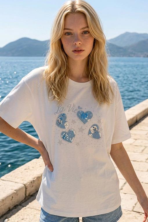 T-SHIRT QME DÖRT KALP TAŞLI TİŞÖRT