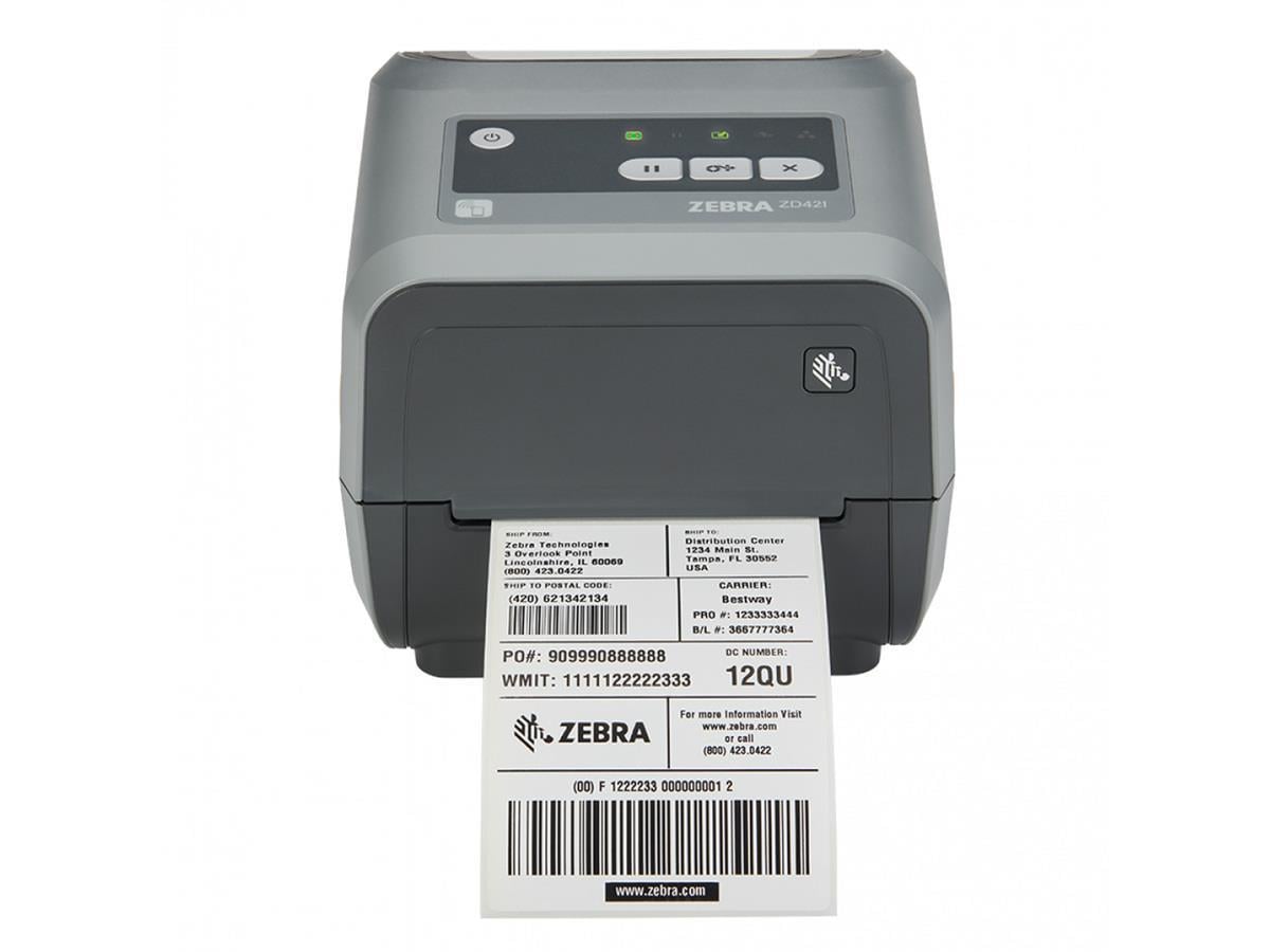 ZD4A042-30EW02EZ Zebra ZD421, Termal Transfer, 203dpi, Wi-Fi, Bluetooth, USB, USB Host, Modüler Bağlantı Soketli