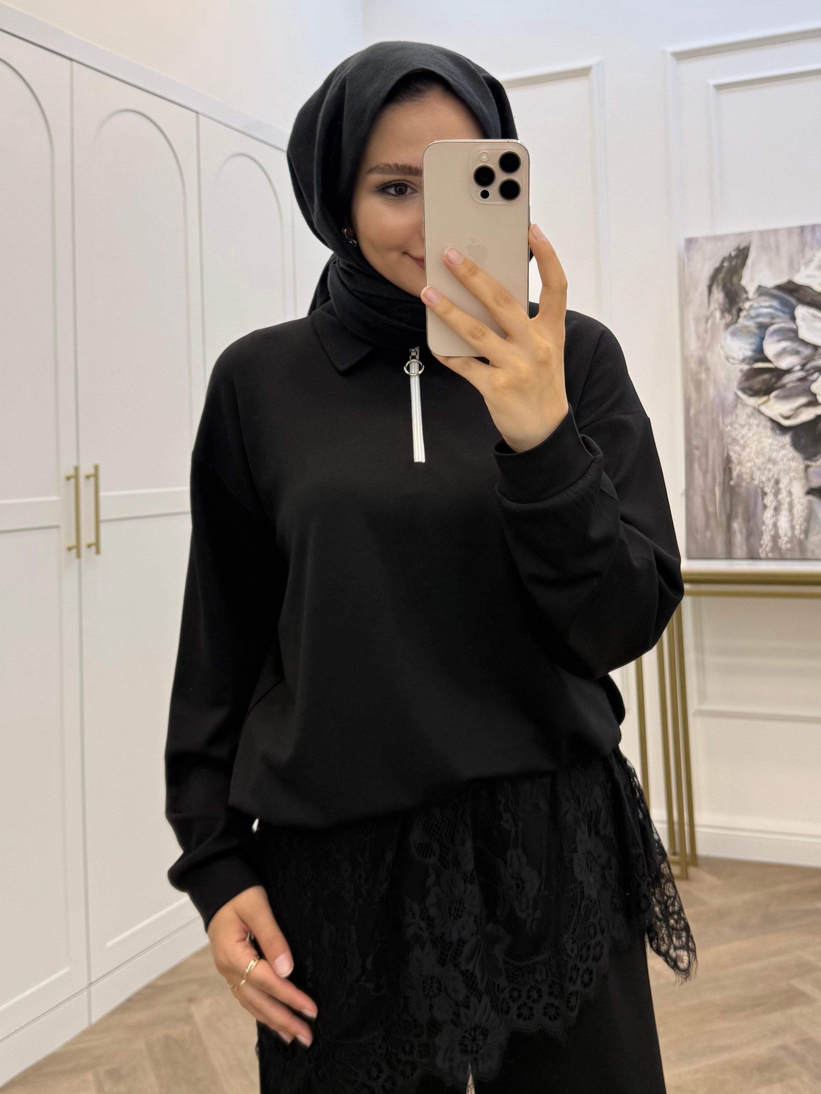 3LÜ DANTEL DETAYLI OYSHO TAKIM SİYAH