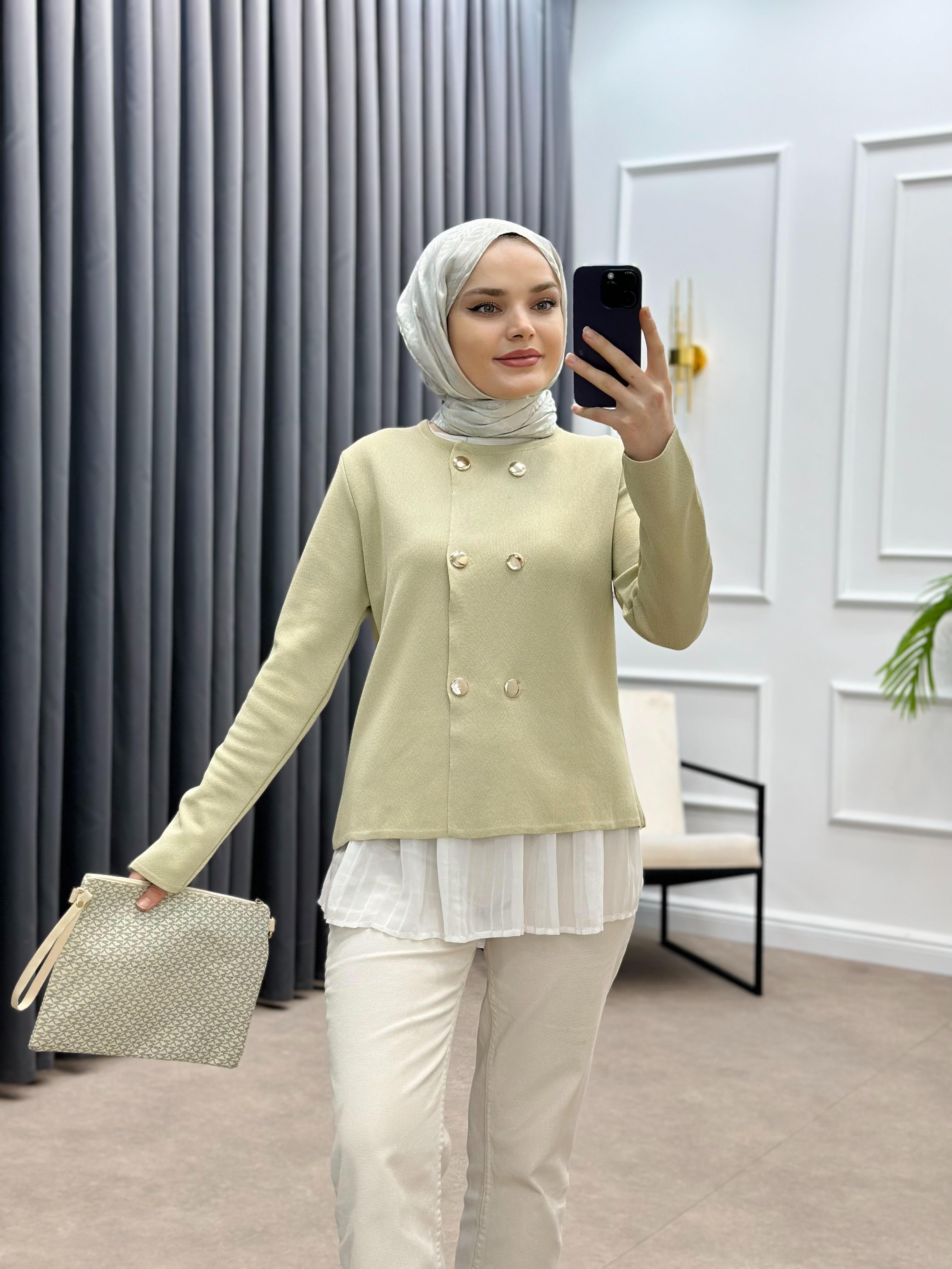 ALTI DÜĞMELİ MERSERİZE HIRKA BEJ