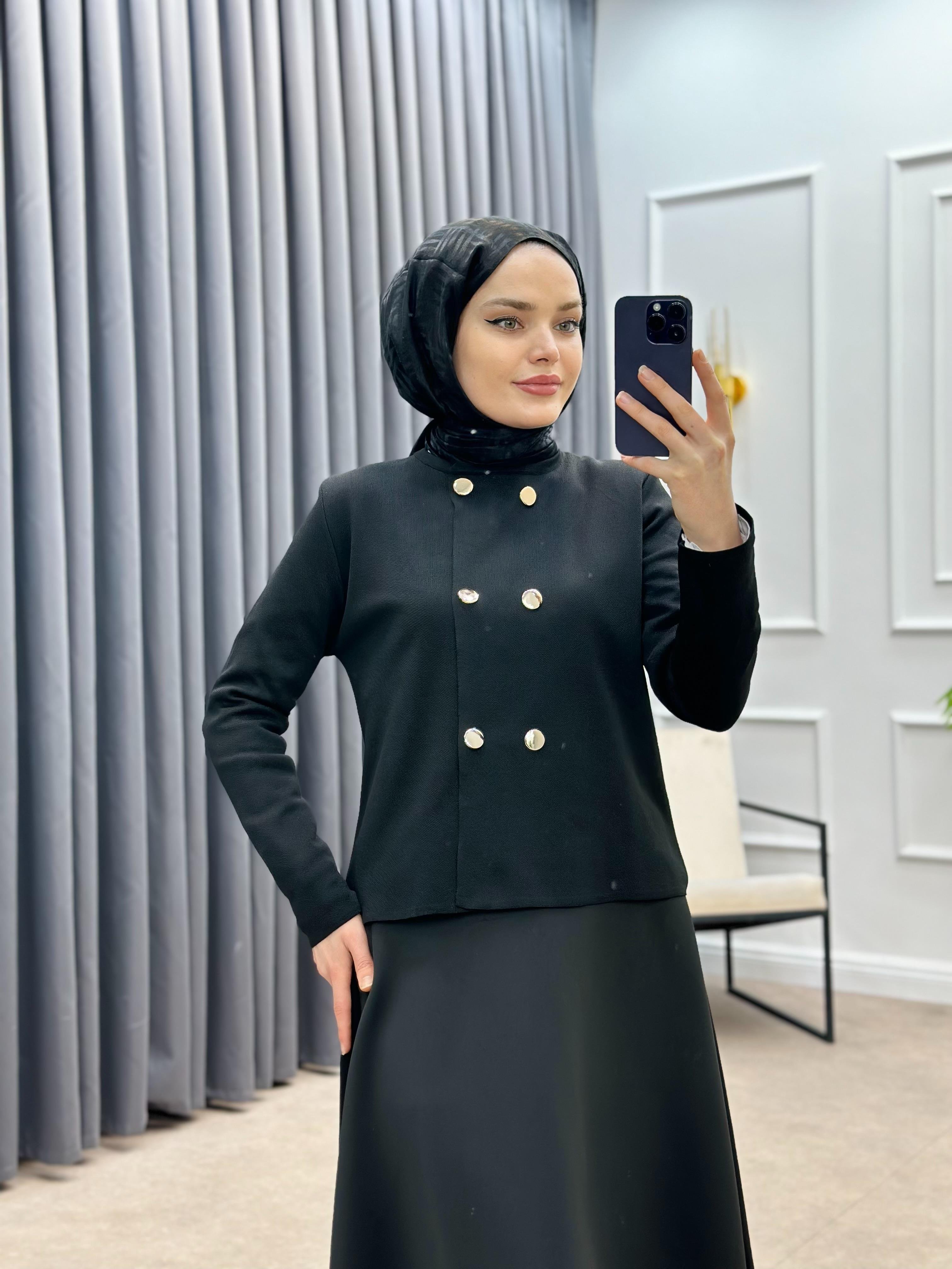 ALTI DÜĞMELİ MERSERİZE HIRKA SİYAH