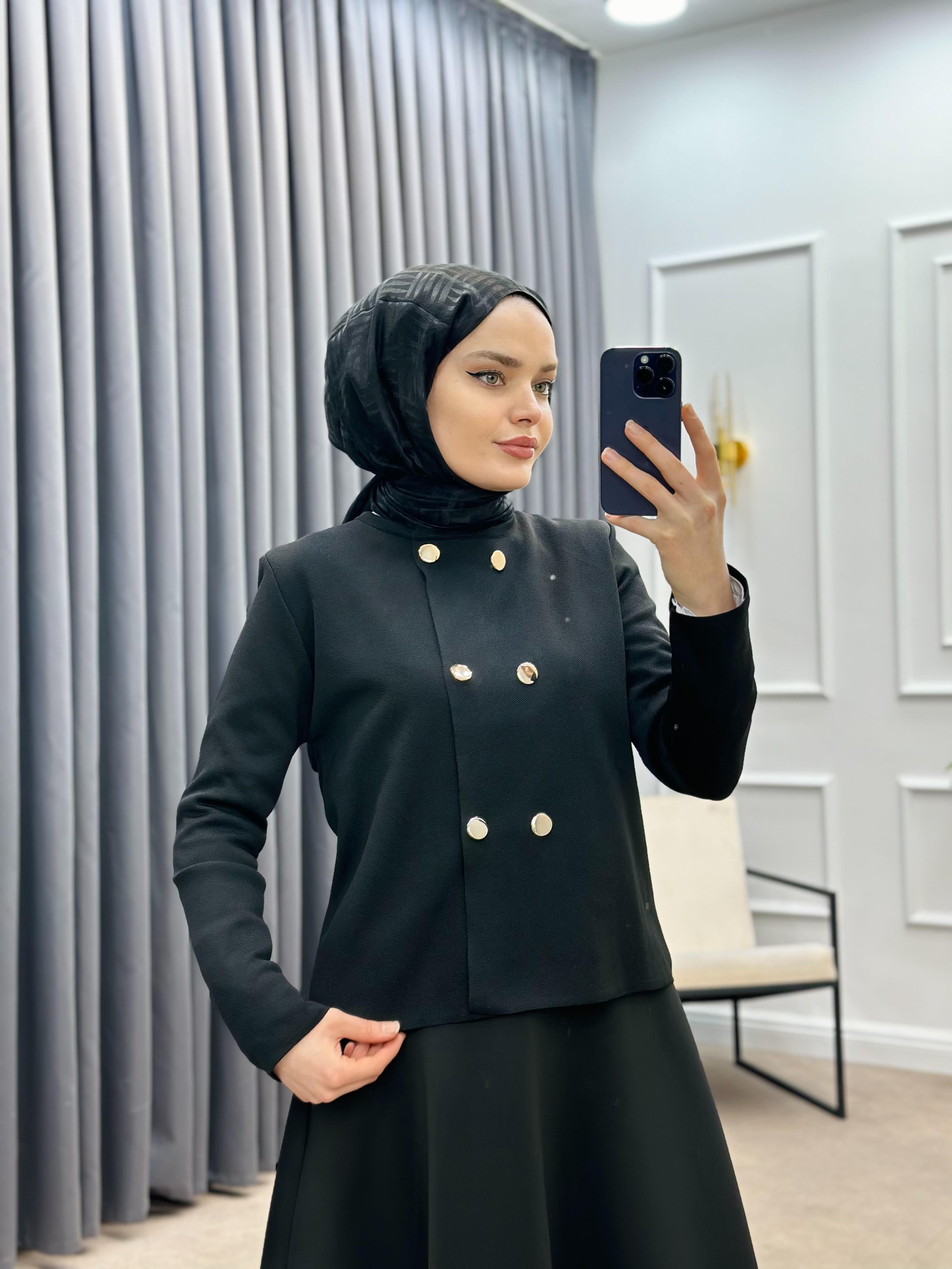 ALTI DÜĞMELİ MERSERİZE HIRKA SİYAH