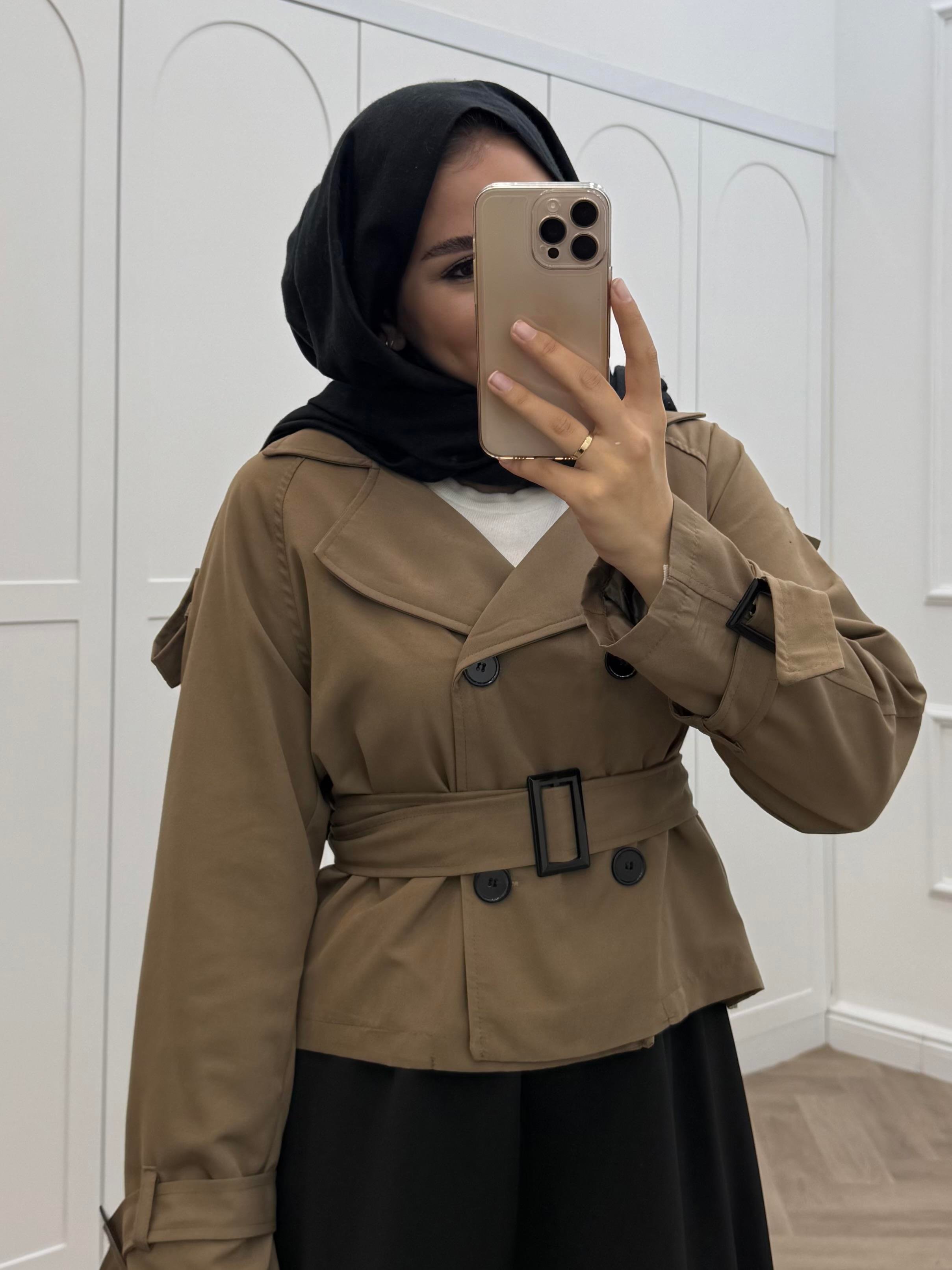 APOLETLİ KISA TRENÇKOT KAHVE