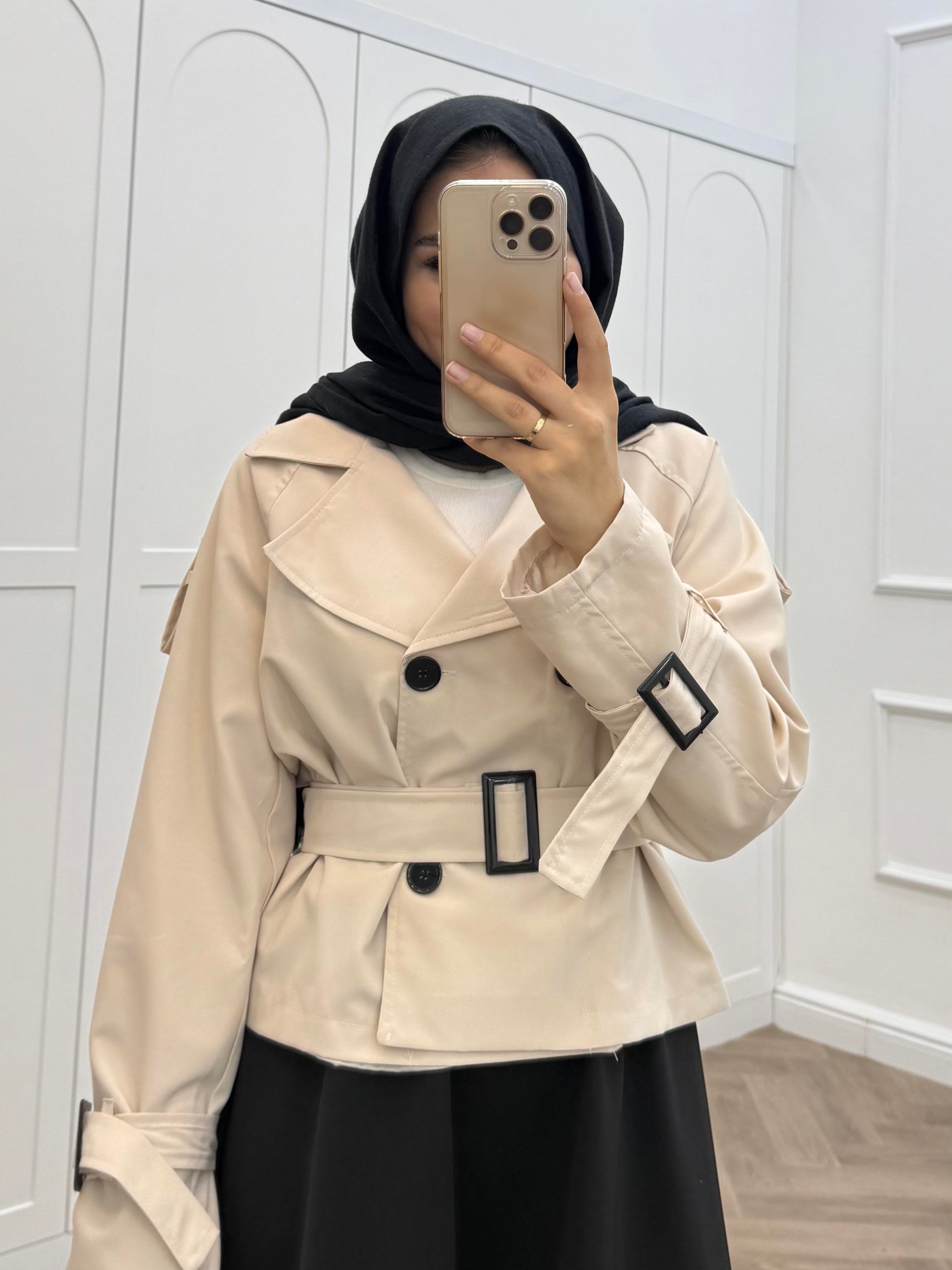 APOLETLİ KISA TRENÇKOT TAŞ