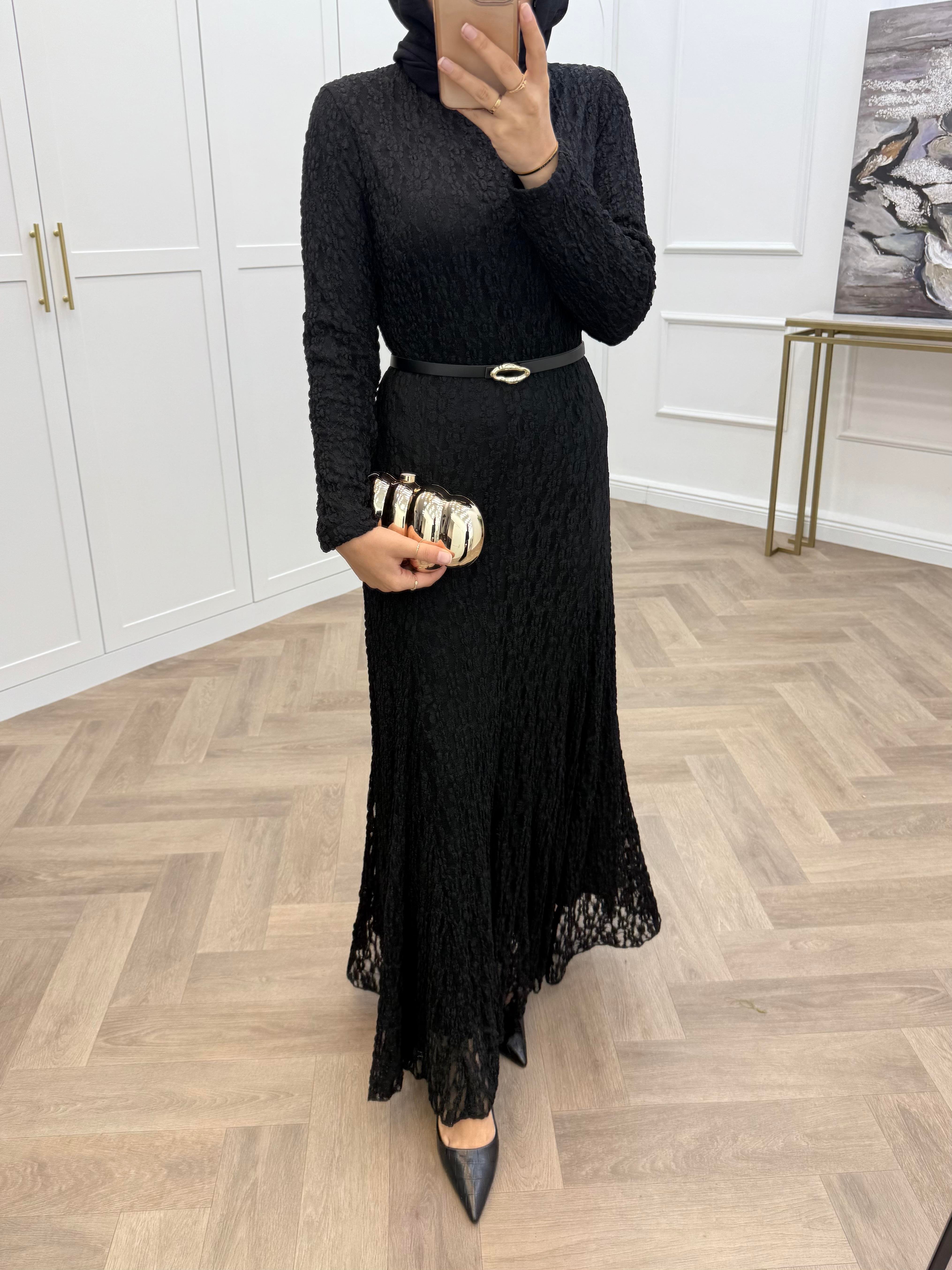 ASİL DANTEL ELBİSE SİYAH