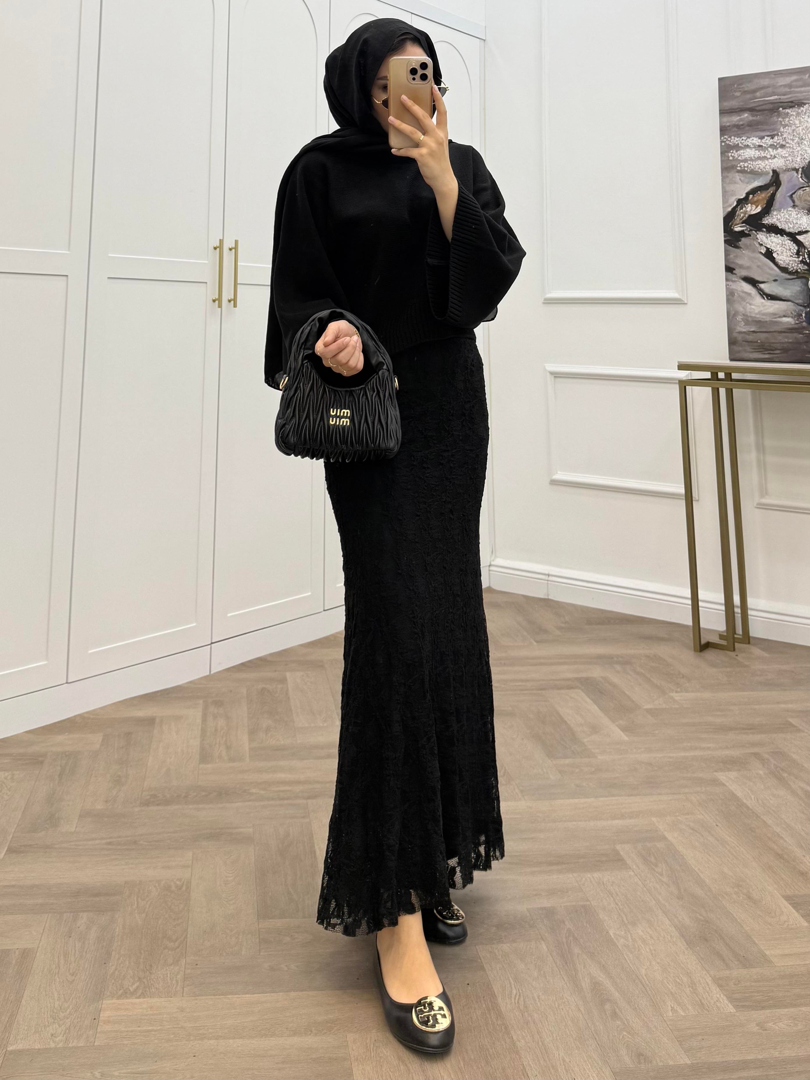 ASİL DANTEL ETEK SİYAH