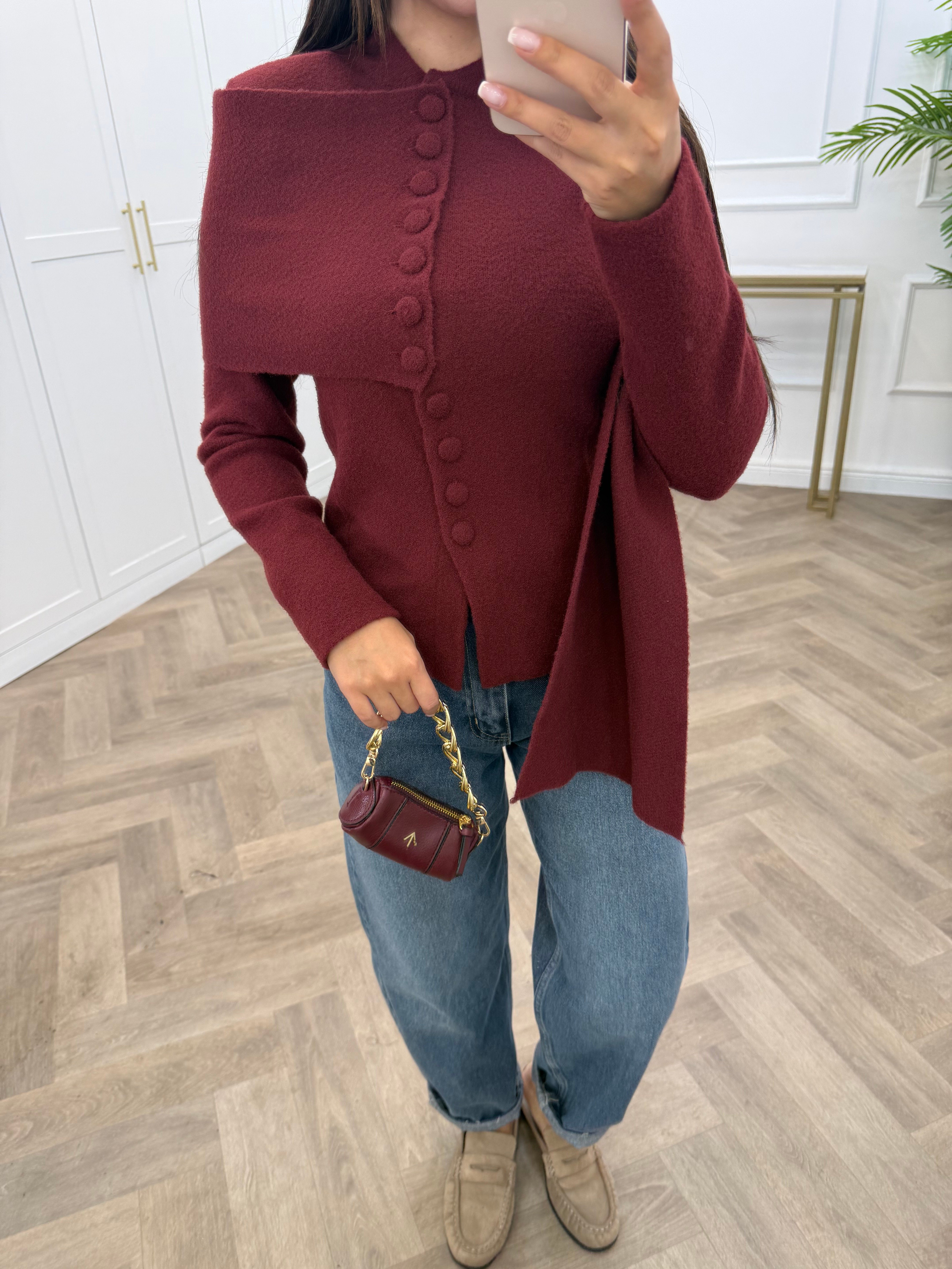 ATKI DETAY TRİKO HIRKA BORDO