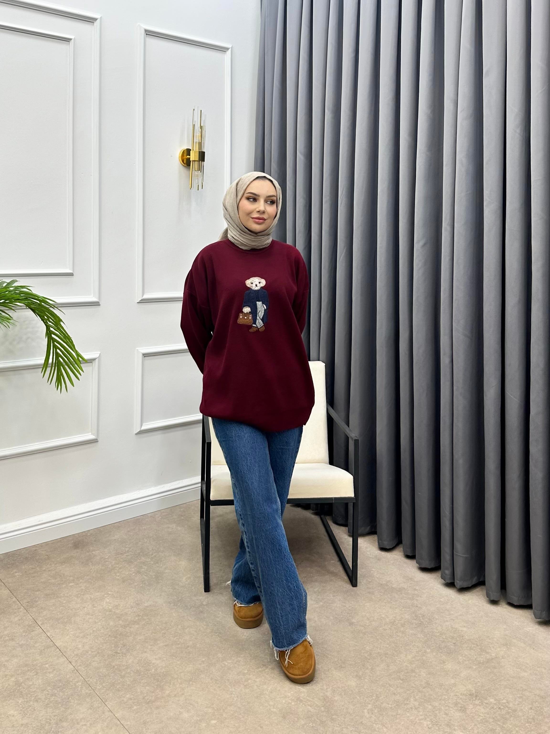 AYICIKLI OVERSİZE TRİKO KAZAK BORDO